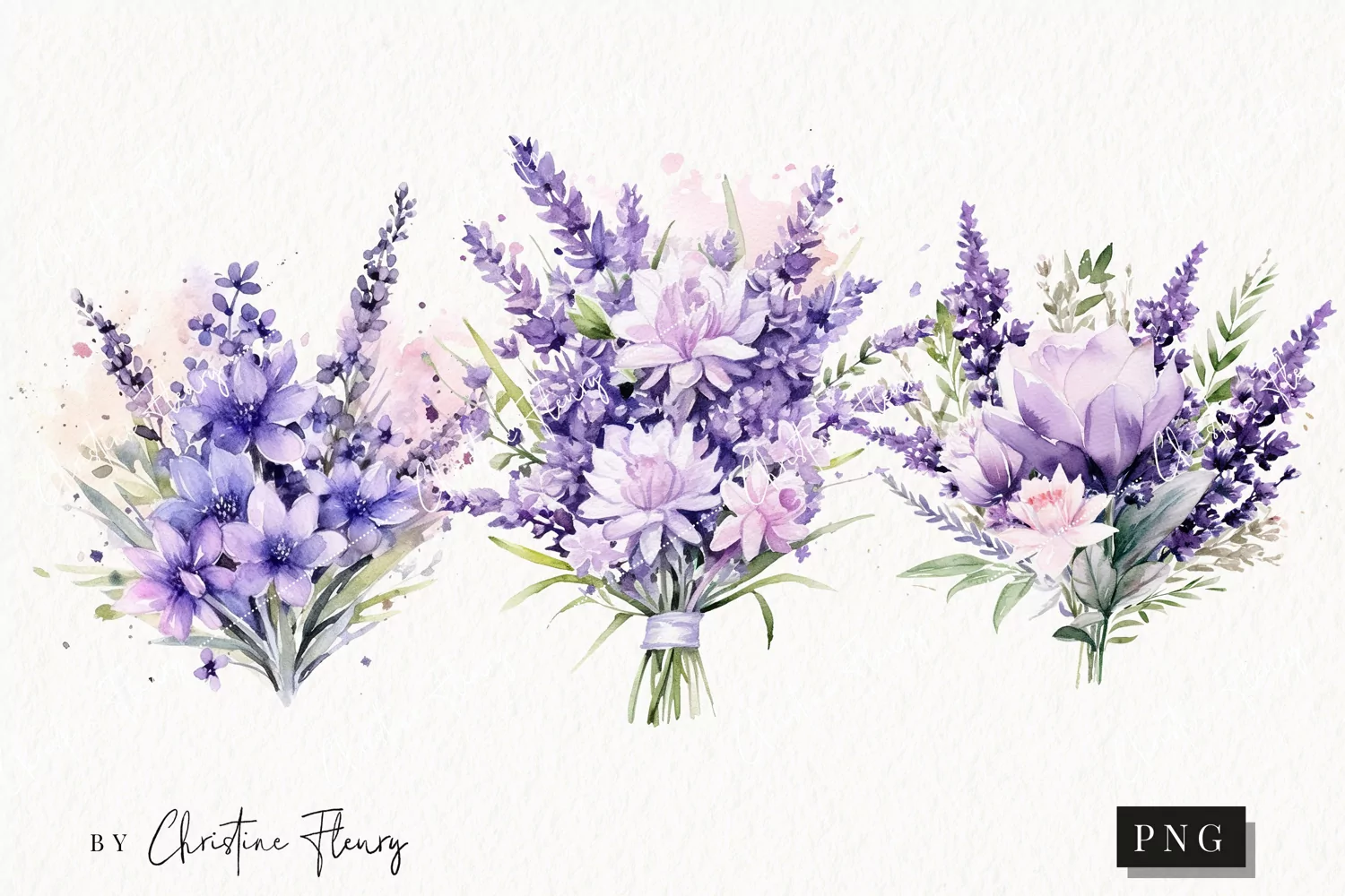 Watercolor Lavender Flower Bouquet | Spring PNG product image 1