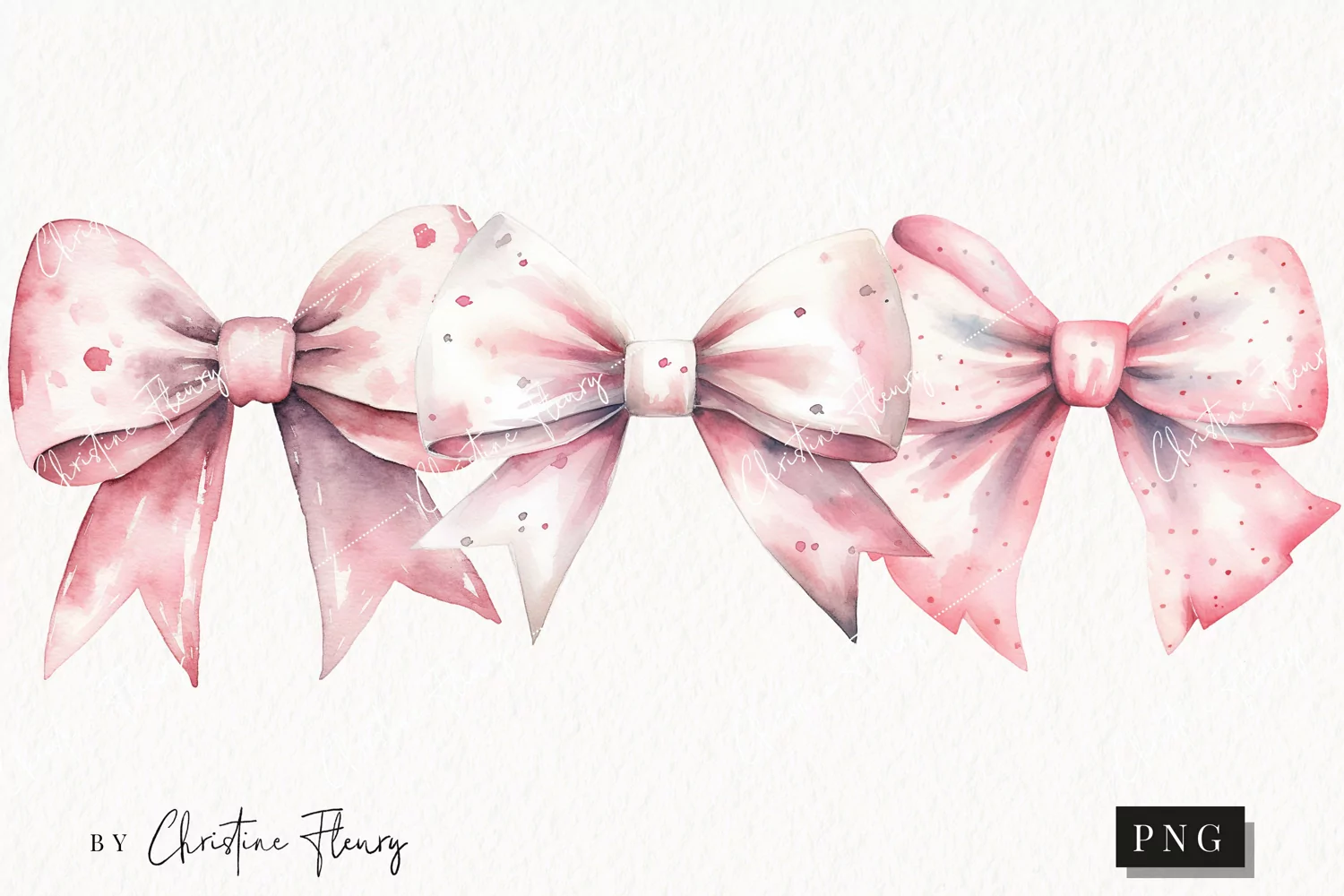 Watercolor Pink Bows Clipart | Christmas Clipart product image 1