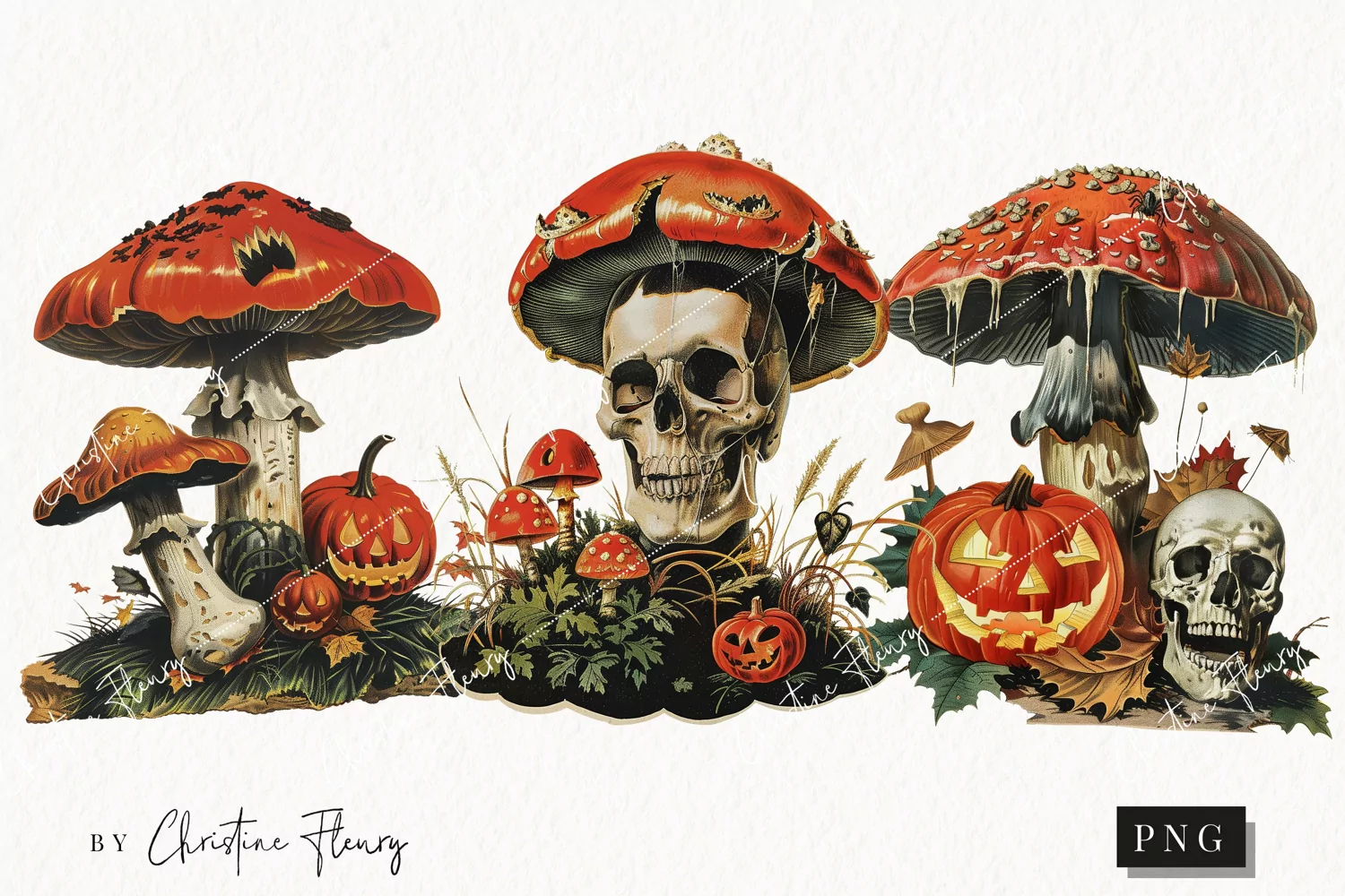 Vintage Death Cap Mushrooms | Halloween PNG product image 1