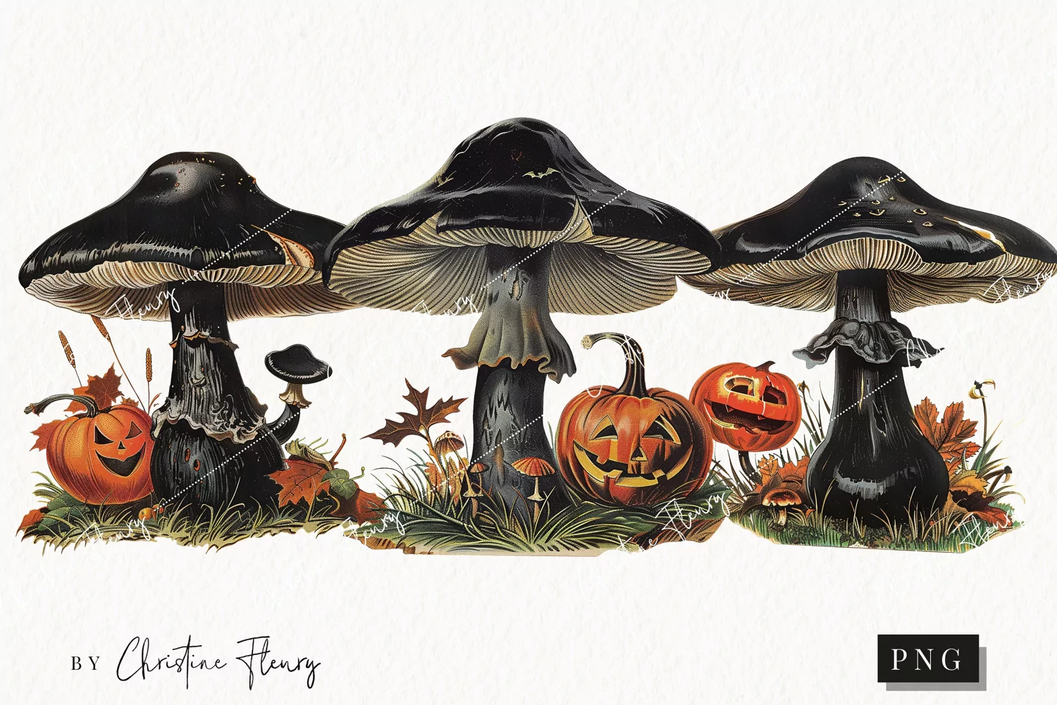 Vintage Death Cap Mushrooms | Halloween PNG product image 1