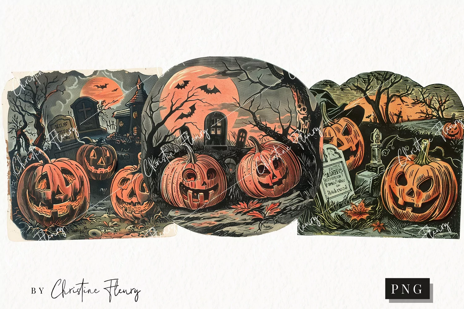 Vintage Graveyard Scene | Halloween PNG product image 1