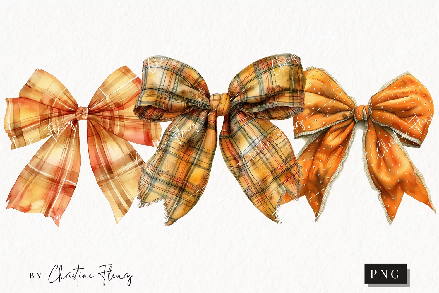 Watercolor Fall Bows | Fall PNG product image 1