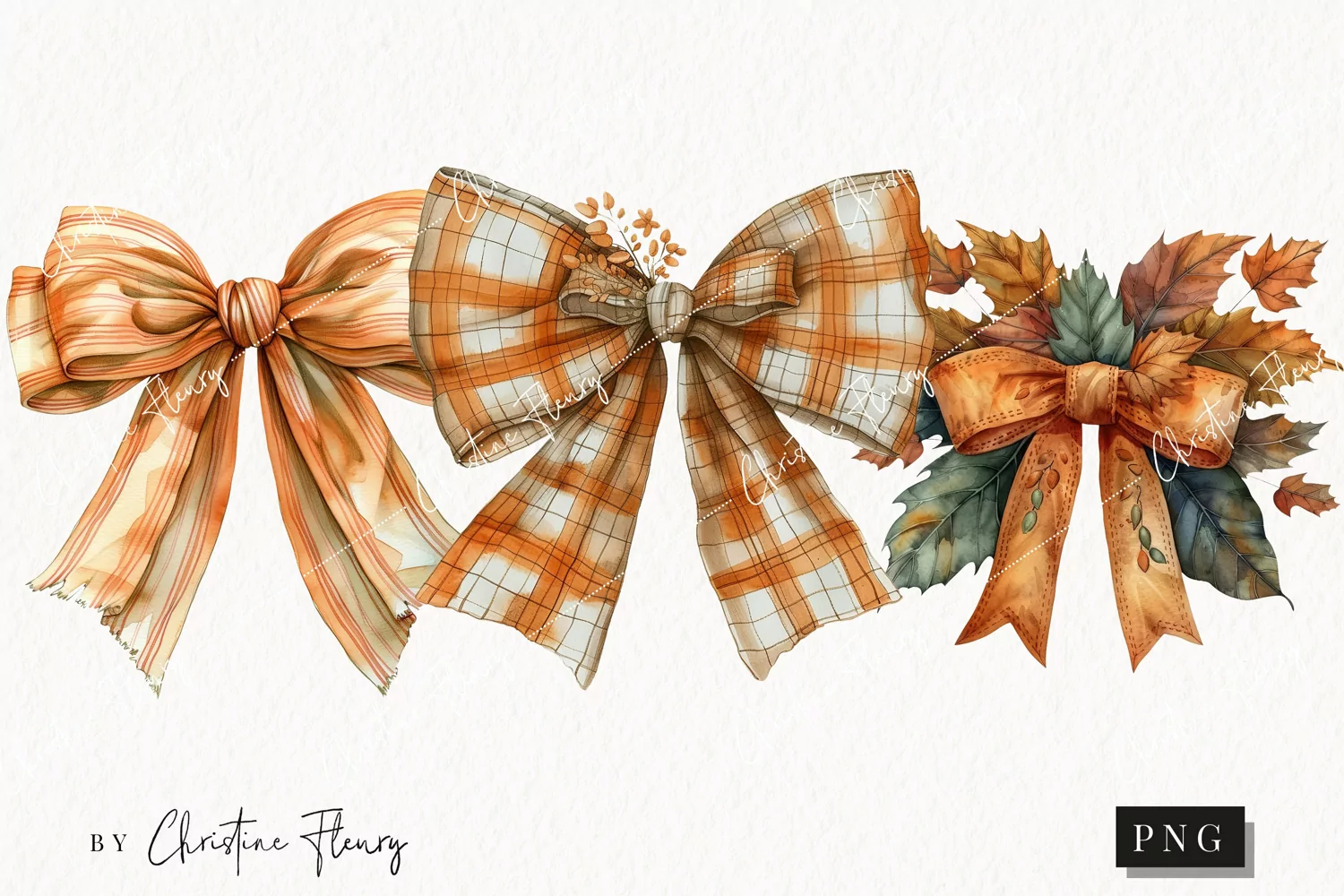 Watercolor Fall Bows | Fall PNG product image 1