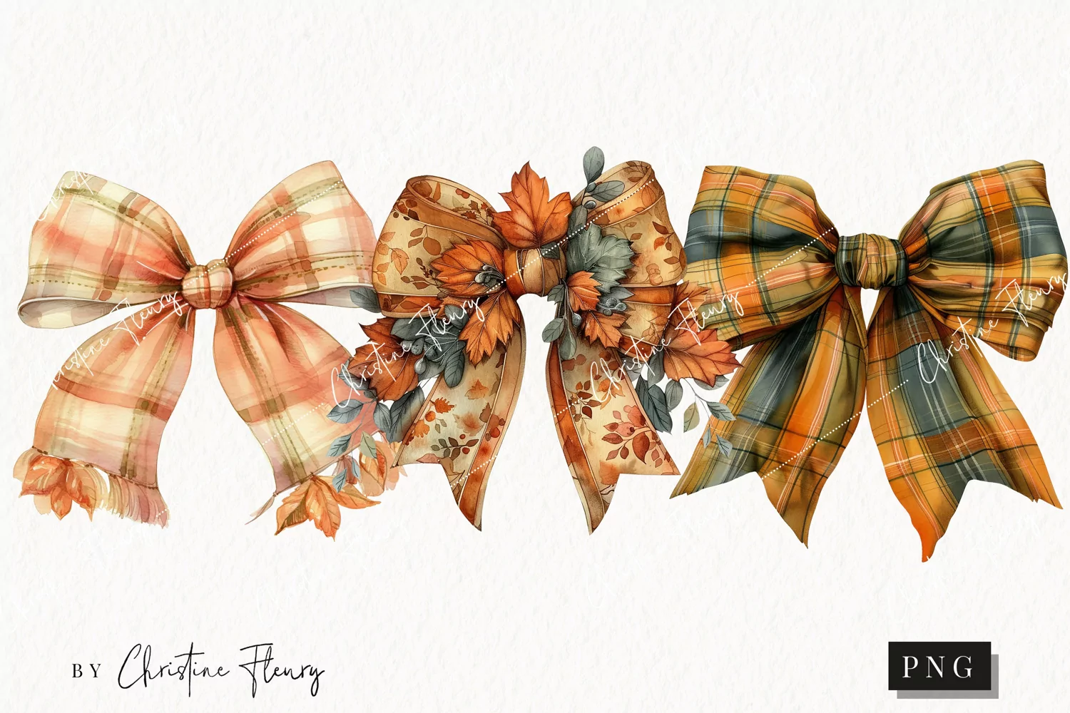Watercolor Fall Bows | Fall PNG product image 1