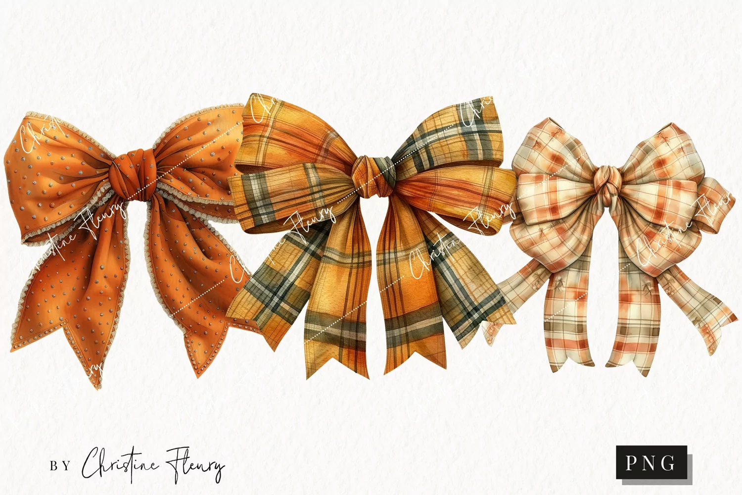 Watercolor Fall Bows | Fall PNG product image 1