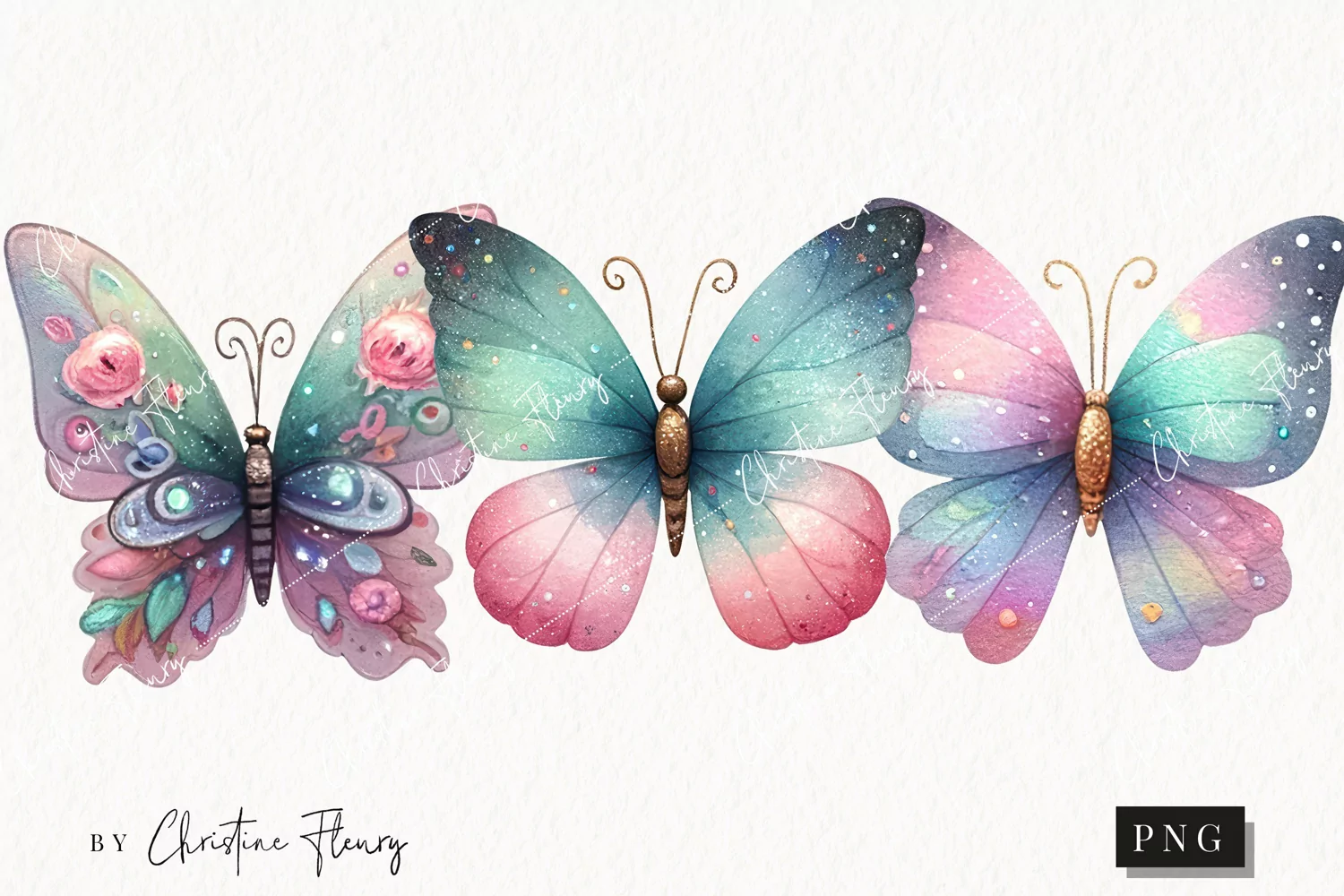 Sparkly Butterflies Clipart | Butterfly PNG product image 1