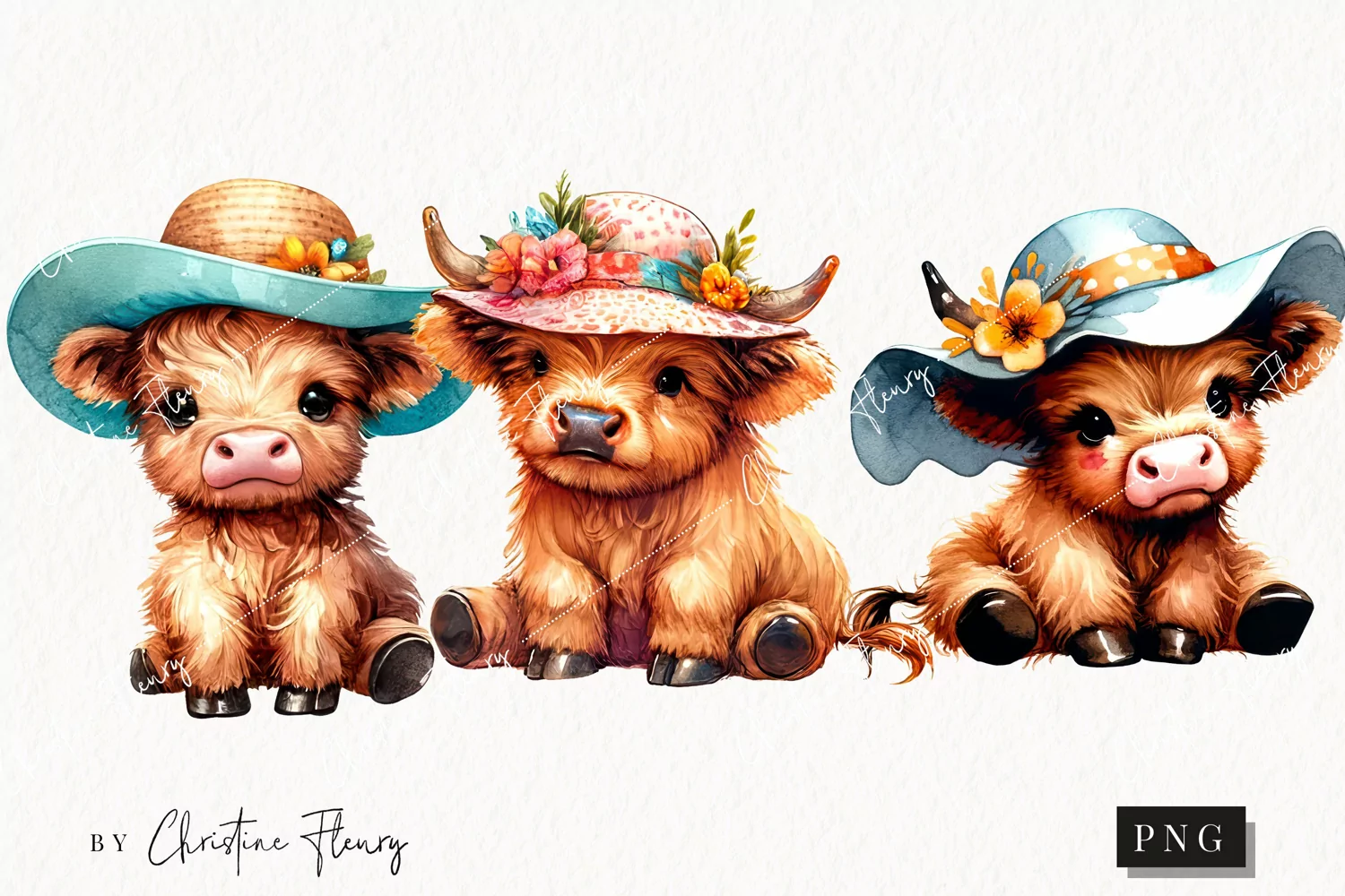 Beach Highland Cows PNG | Summer PNG product image 1