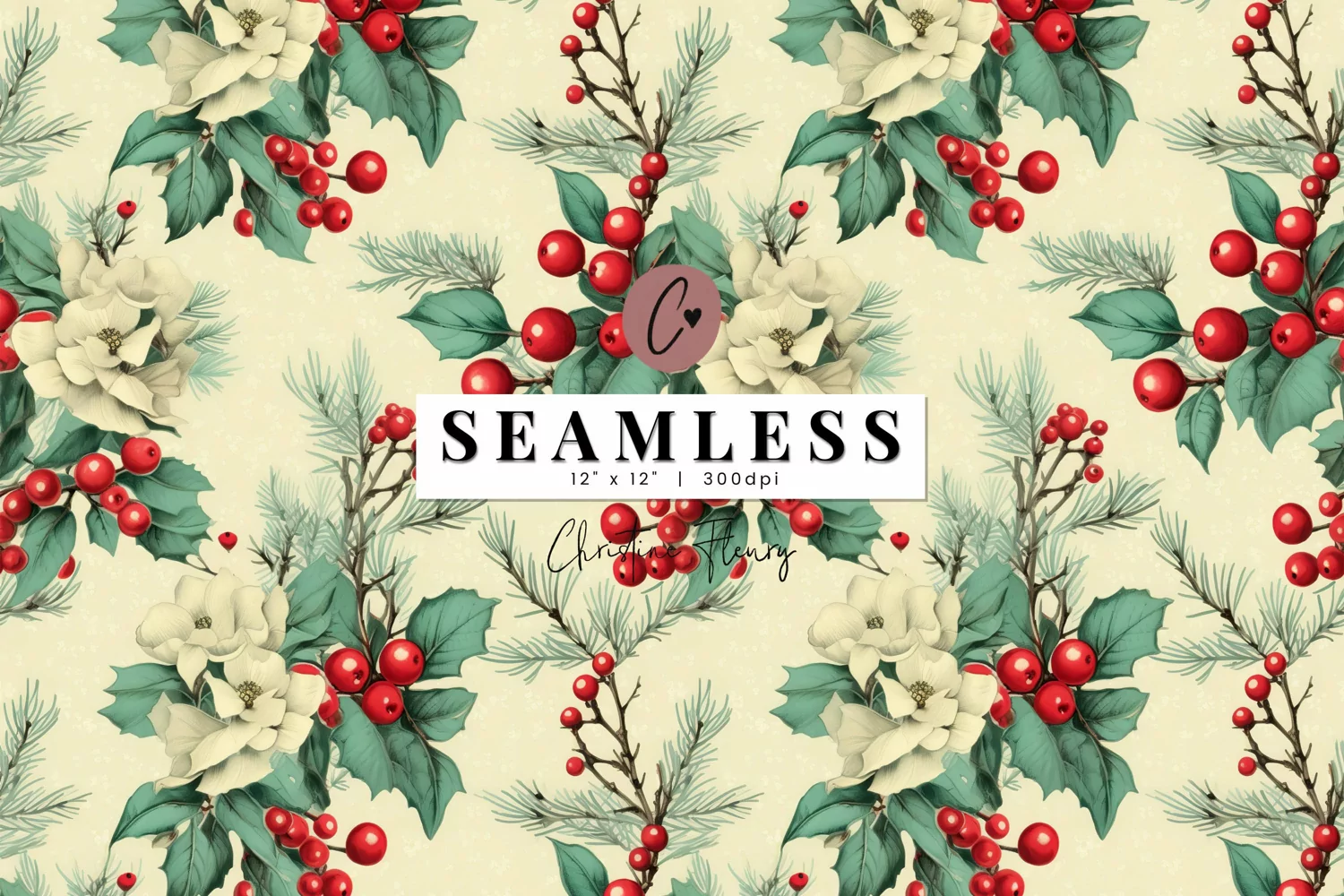 Seamless Vintage Holly Background product image 1