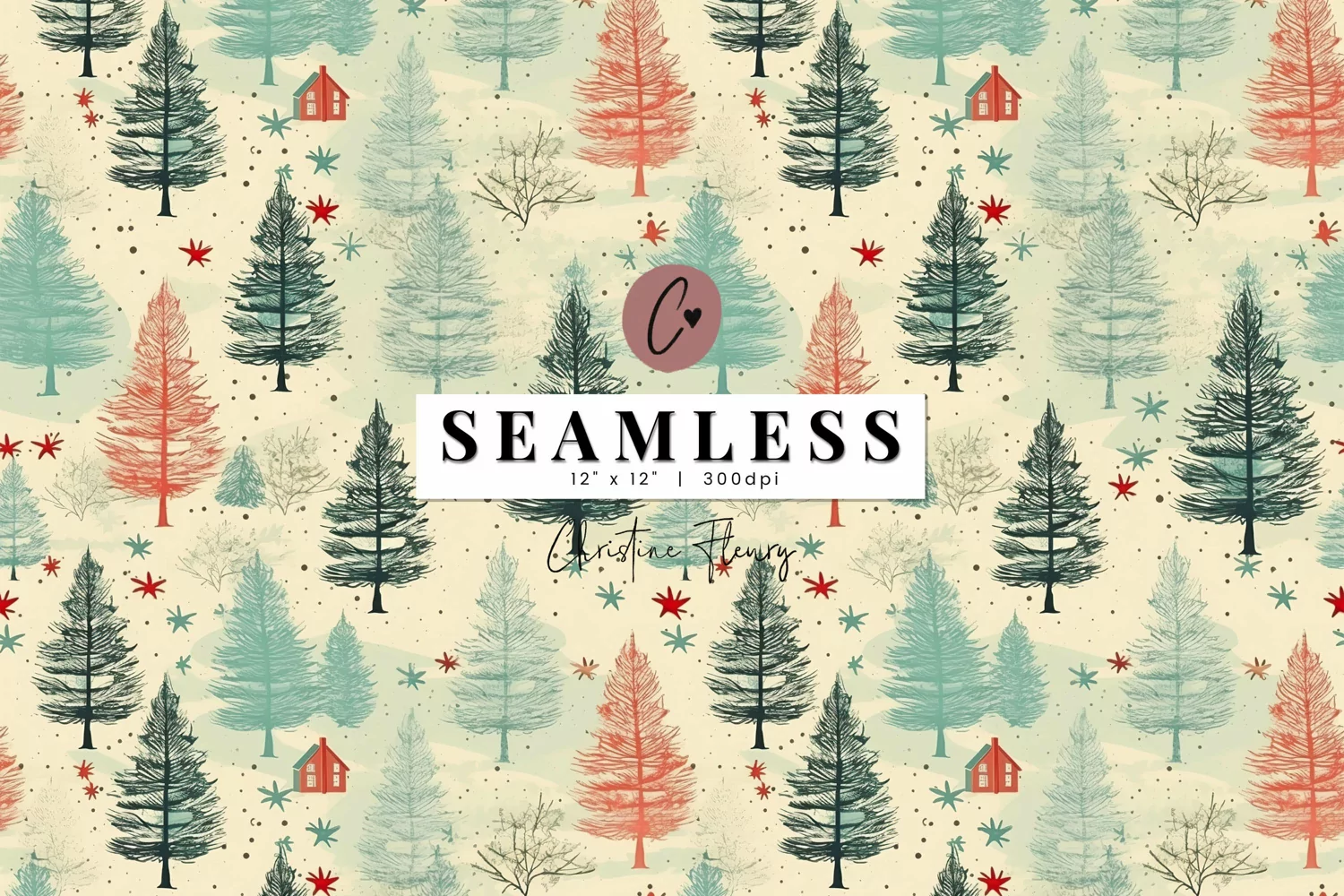 Seamless Vintage Festive Trees Background product image 1