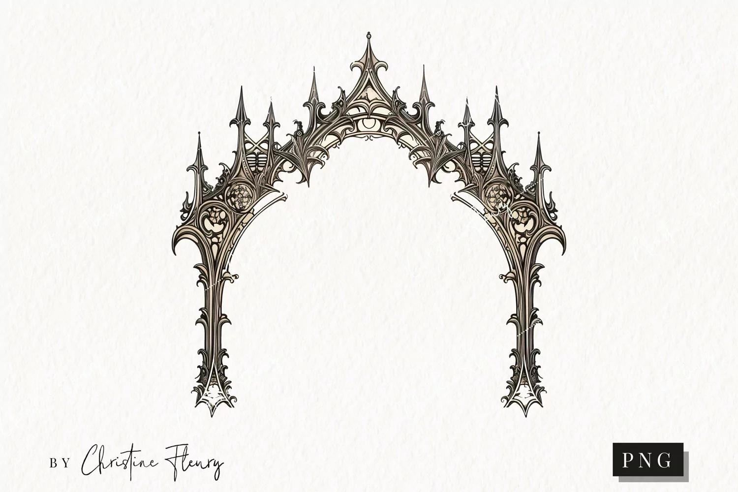 Vintage Gothic Frame Clipart | Halloween PNG product image 1
