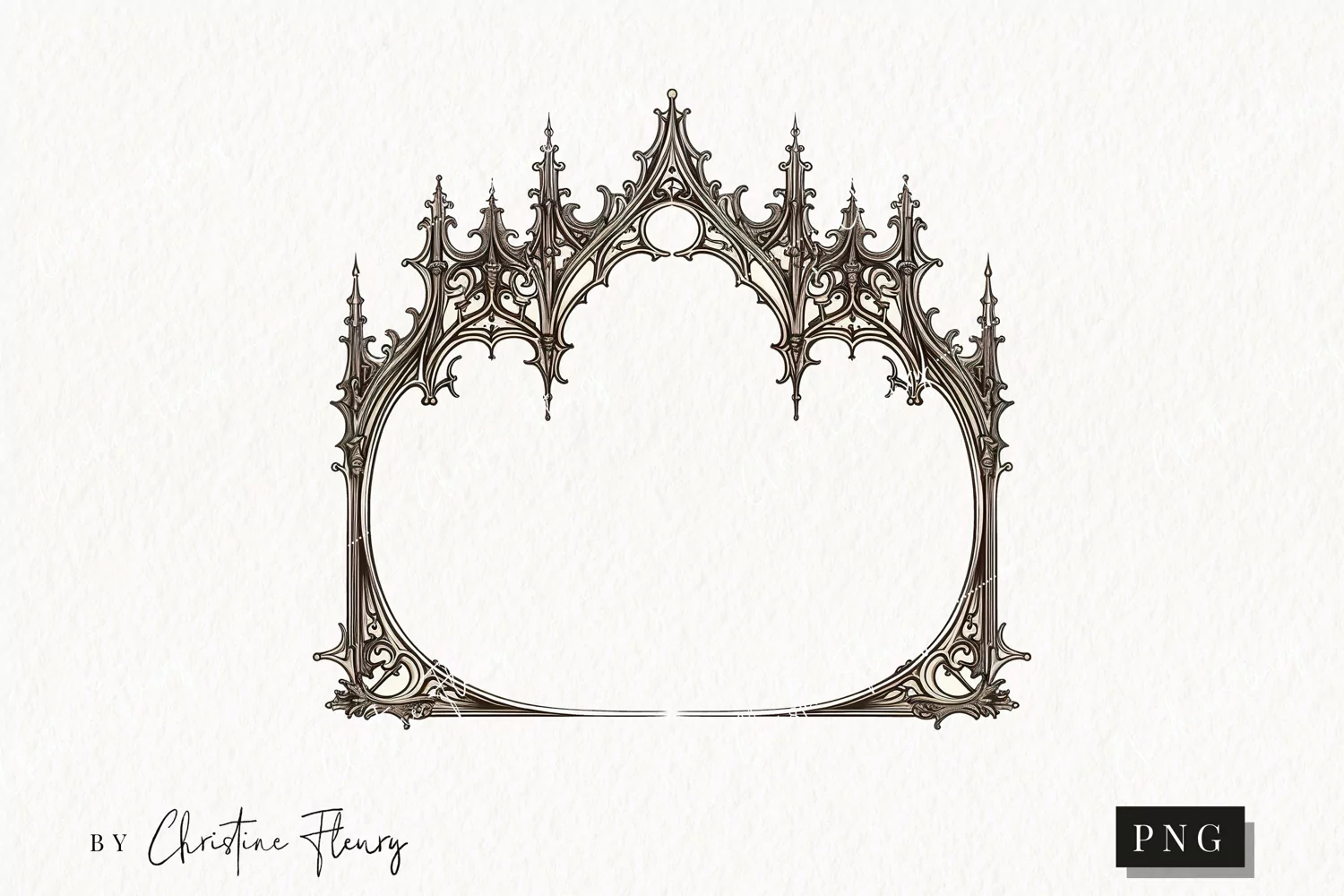 Vintage Gothic Frame Clipart | Halloween PNG product image 1