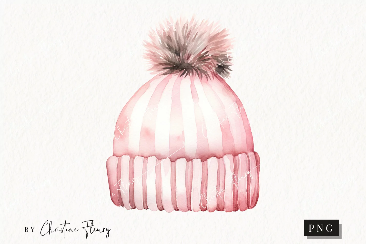 Watercolor Pink Beanie Clipart | Christmas Clipart product image 1