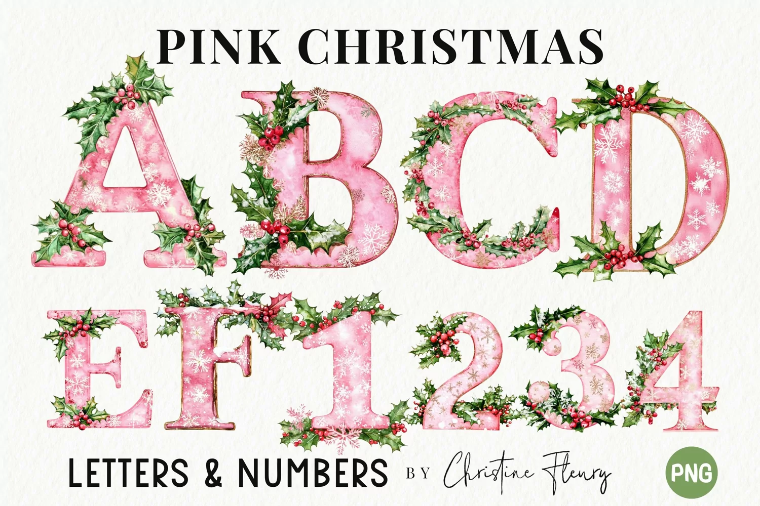 Pink Christmas Letter Alphabet PNG | Christmas PNG product image 1