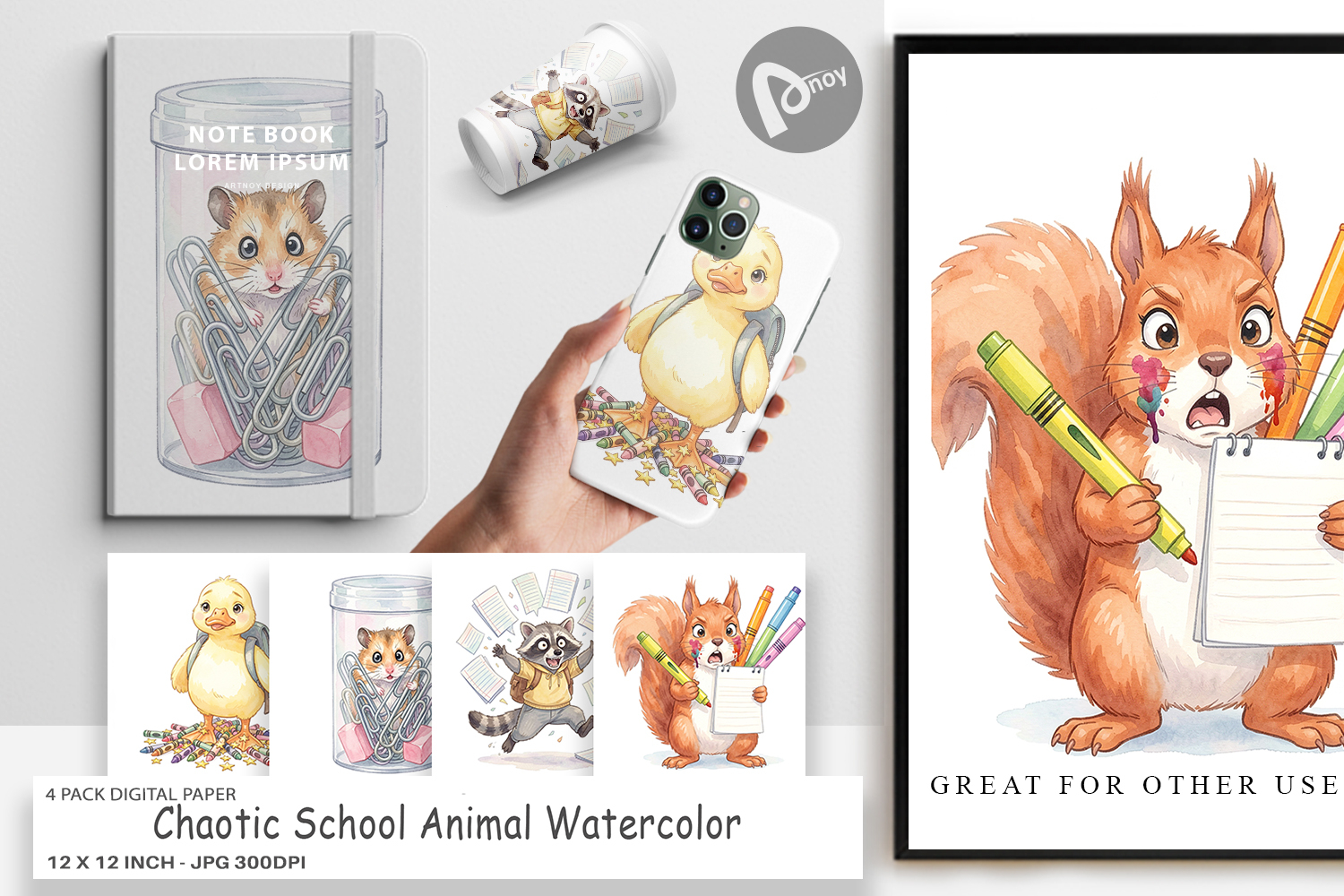 Chaotic School Animal Digital Paper product image 1