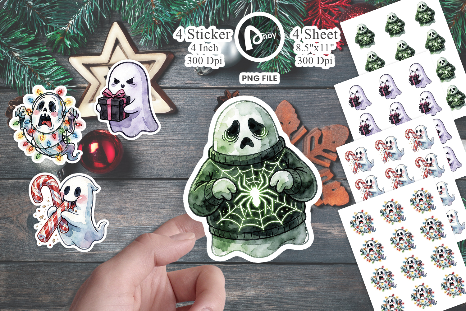 Vintage Holiday Ghosts Sticker product image 1