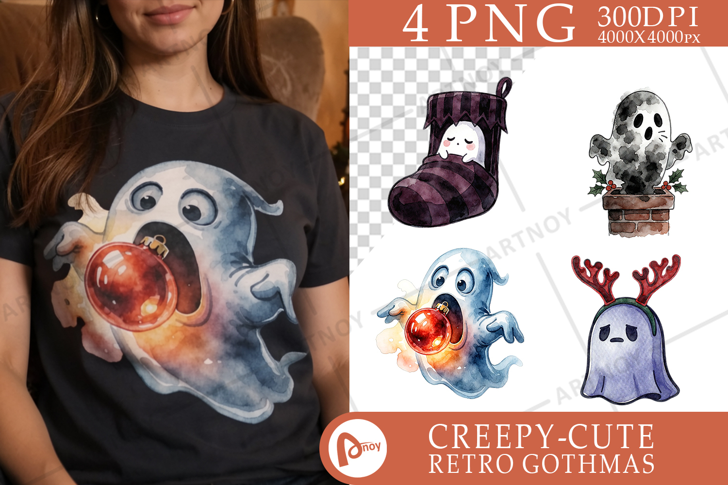 Vintage Holiday Ghosts Sublimation product image 1