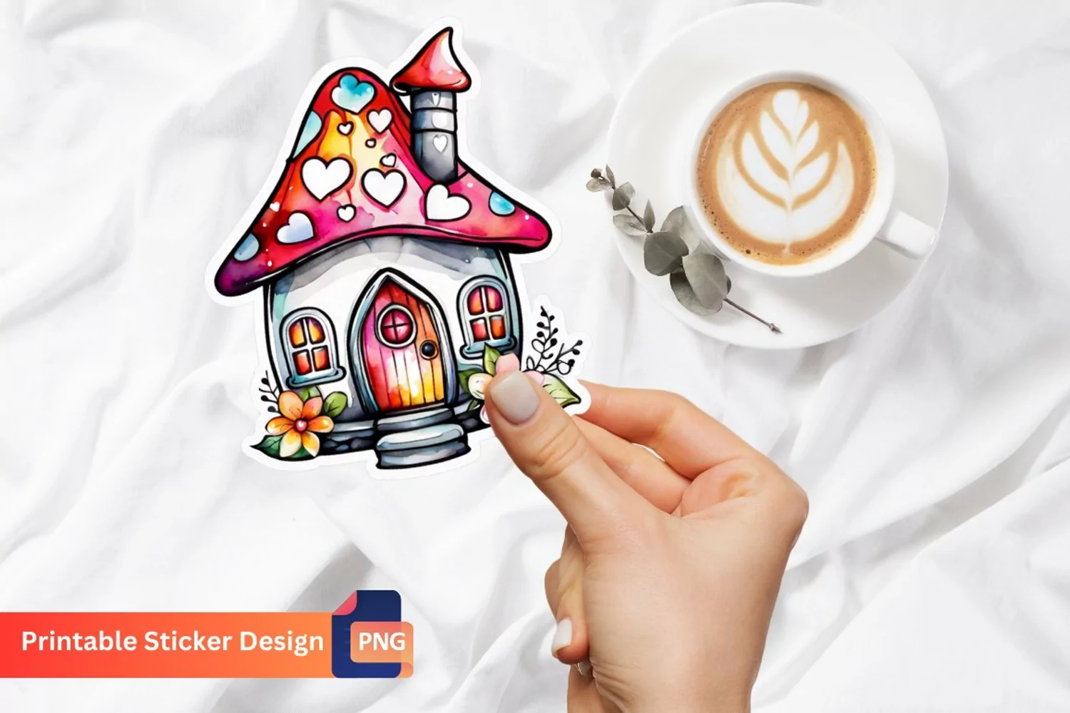 Charming Retro Watercolor Fairy House Sticker product image 1
