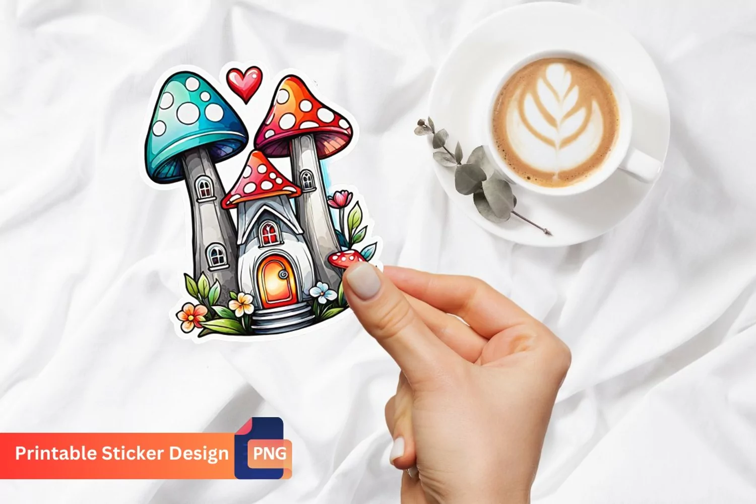 Charming Retro Watercolor Fairy House Sticker product image 1