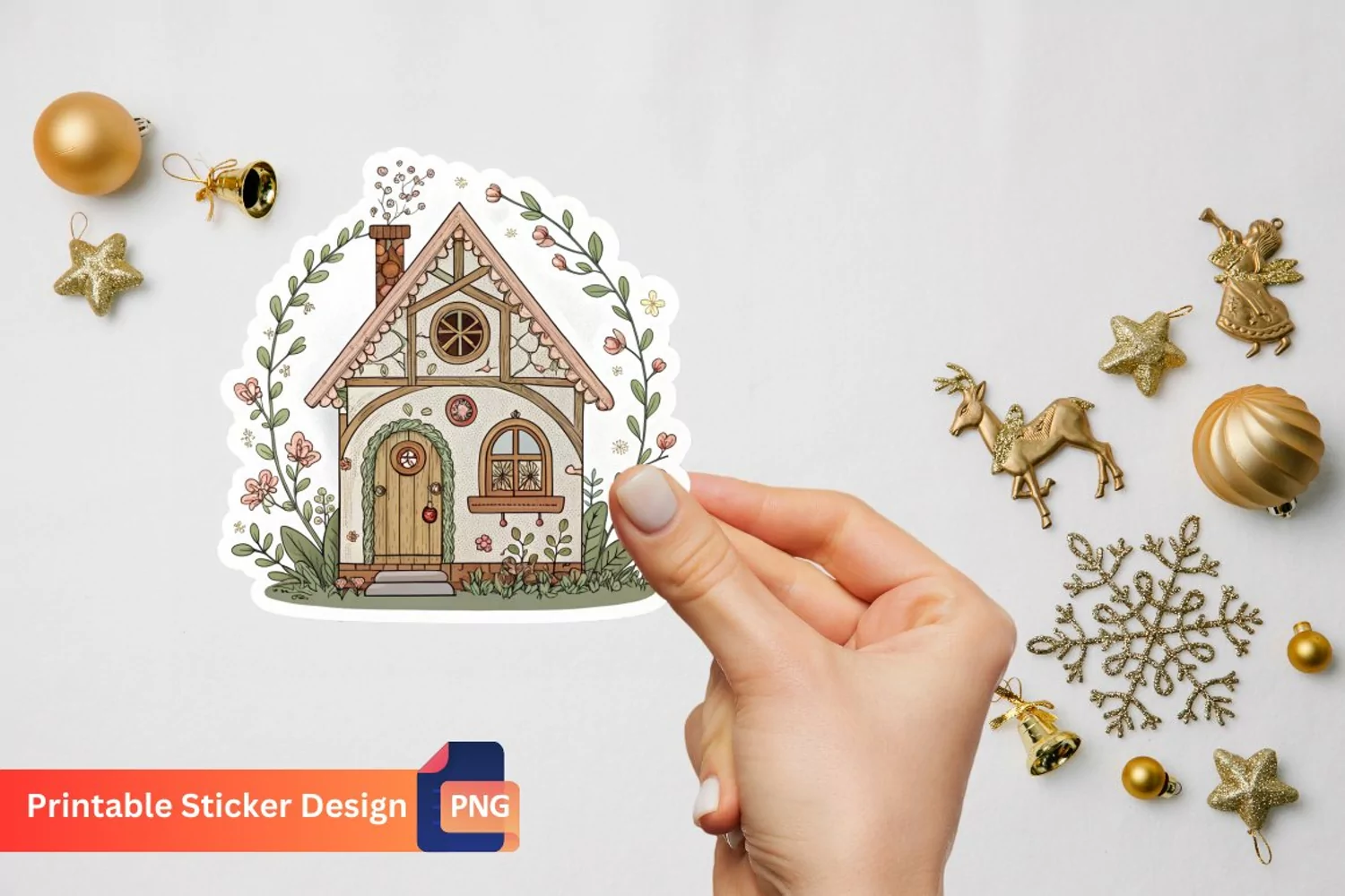 Charming Retro Fairy House Stickers, Magical Fairy House Art product image 1