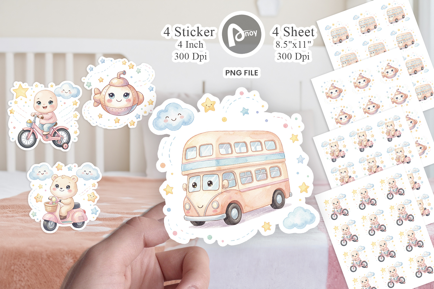 Cheerful Nursery Vehicle Sticker product image 1