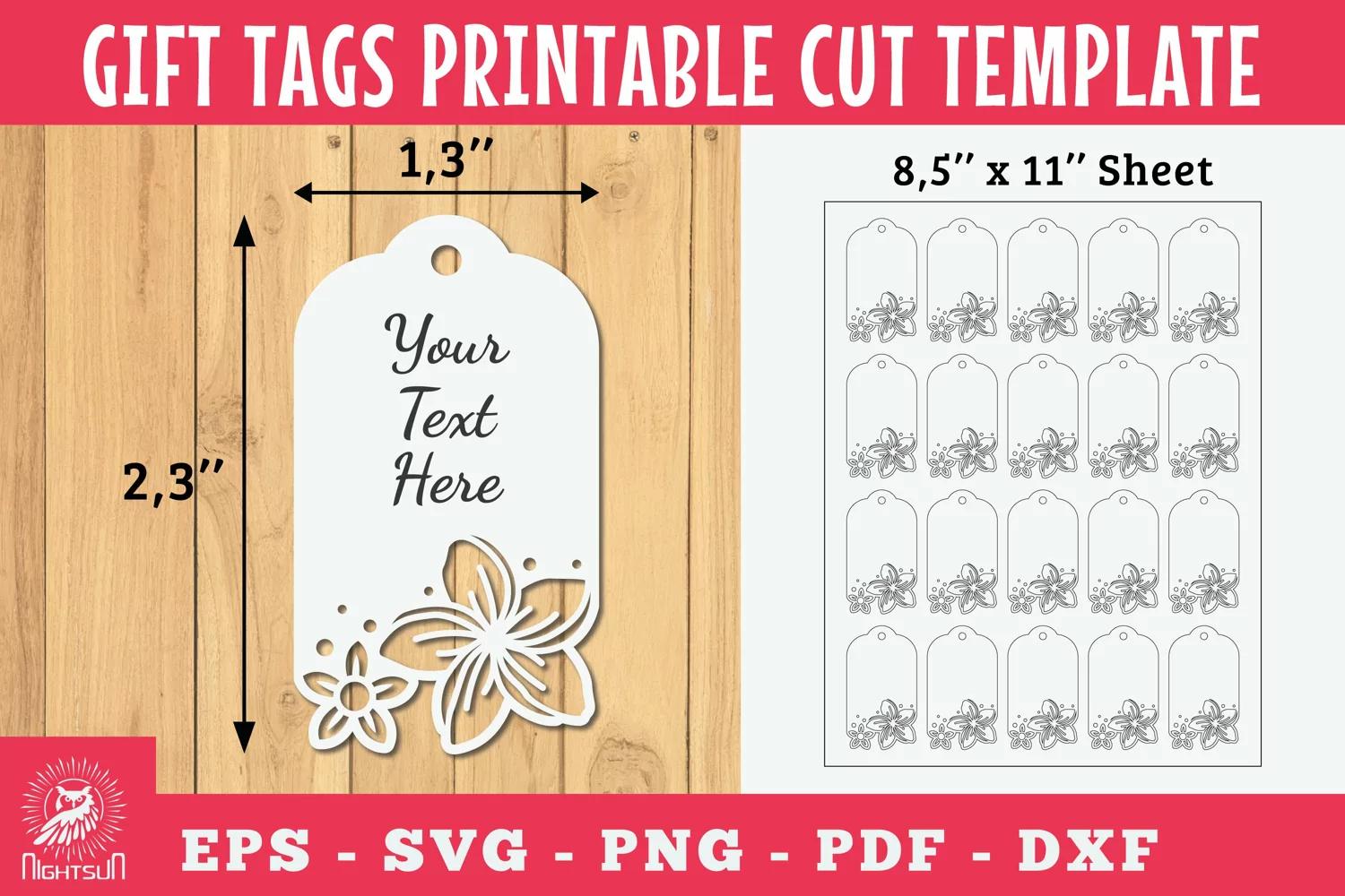 Cherry Blossom Flower Gift Tags Printable Cut product image 1