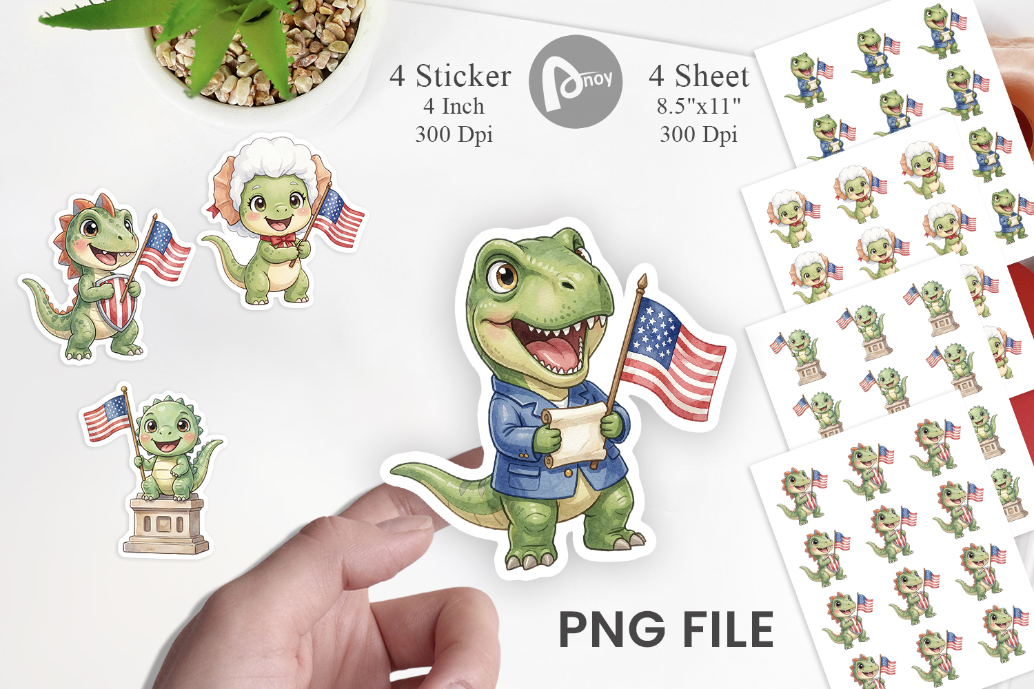 Chibi Founding Father Dino Sticker product image 1