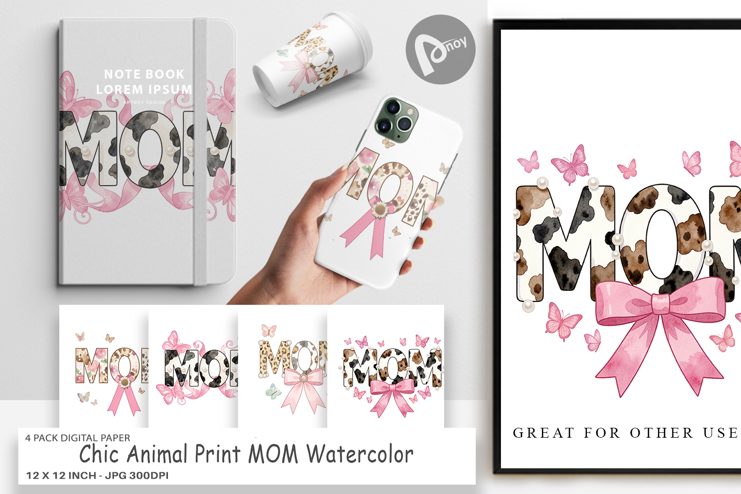 Chic Animal Print MOM Digital Paper product image 1