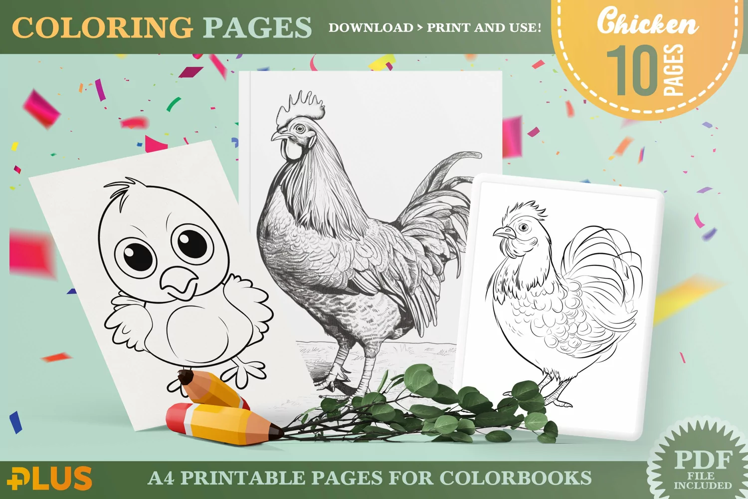 Chicken Coloring Pages - Realistic Chick Illustrations product image 1
