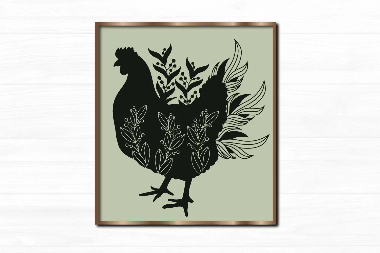 Floral Chicken Silhouette SVG Farmhouse Sign SVG PNG EPS DXF product image 1