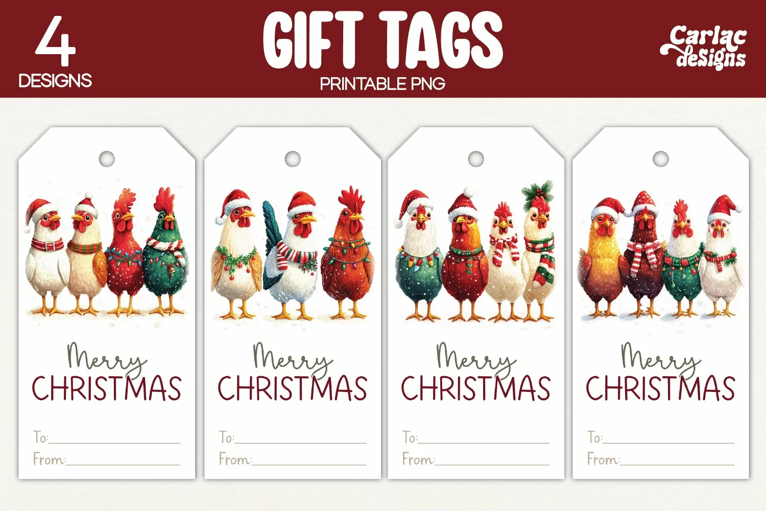 chickens gift tags