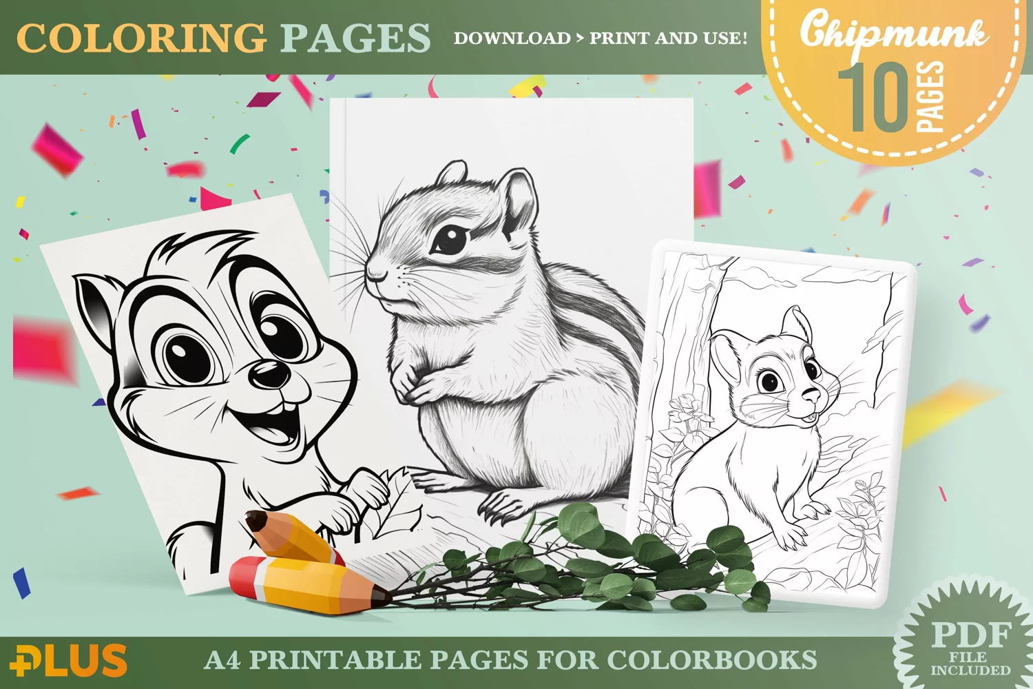 Chipmunk Coloring Pages - Cute Animal Coloring Book product image 1