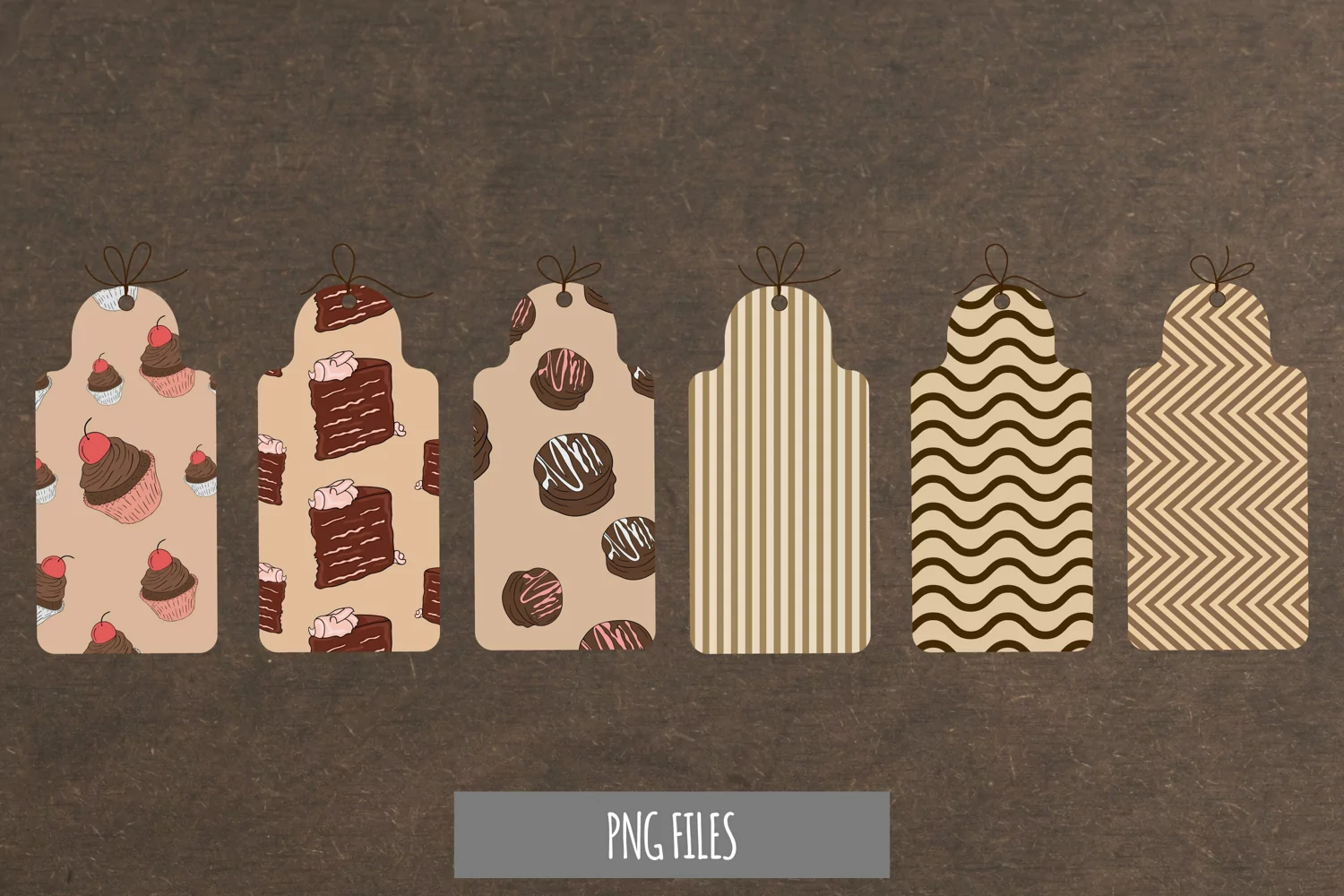 Chocolate Food with Vintage Seamless Pattern Shaped Tag product image 1