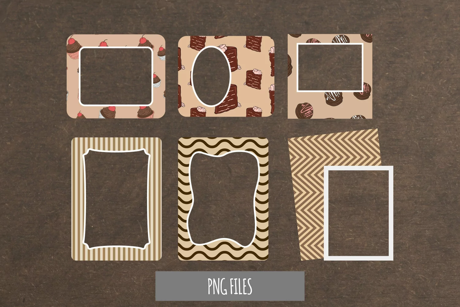 Chocolate Food with Vintage Color Seamless Pattern Frame Set product image 1