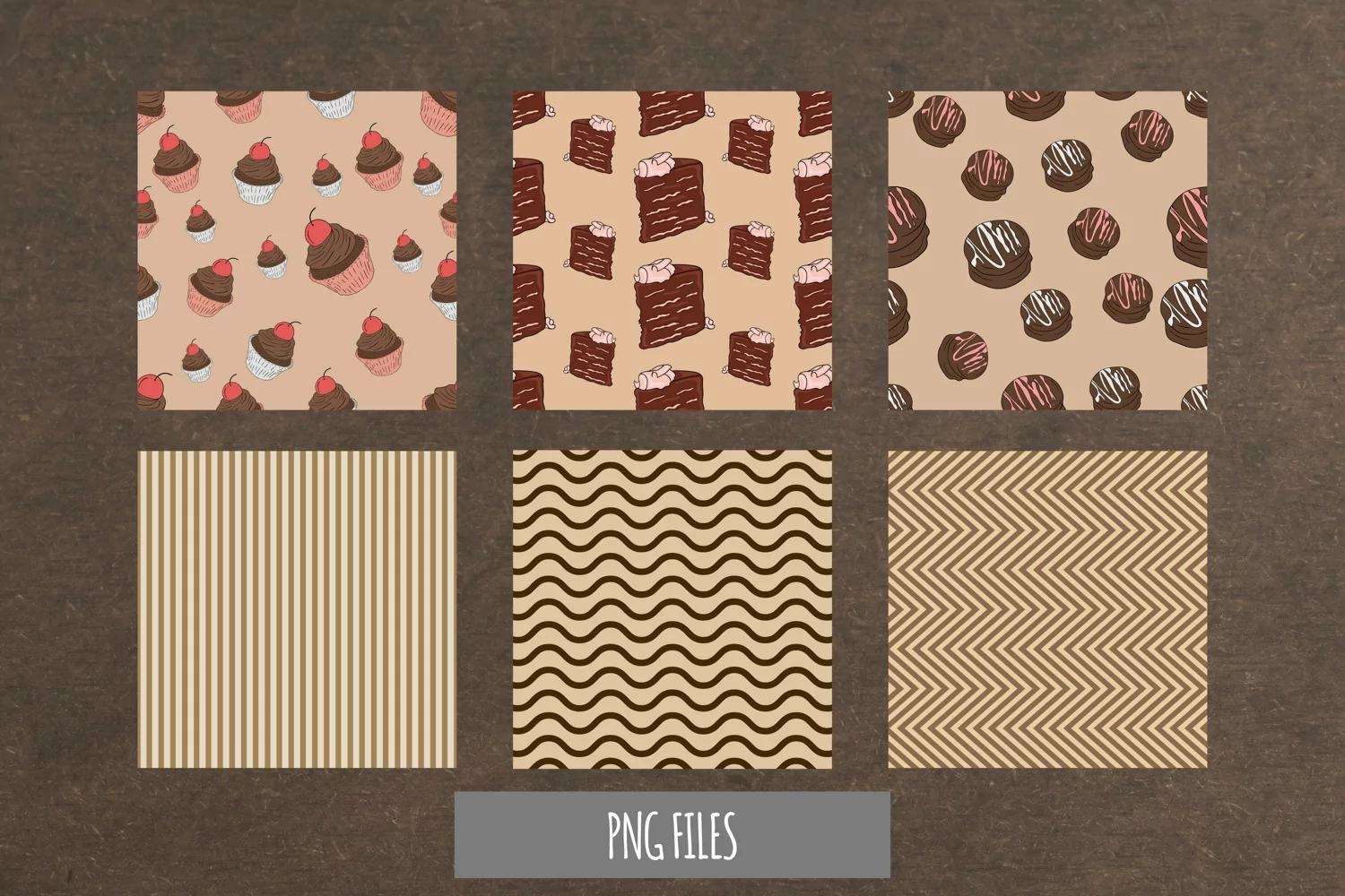 Chocolate Food with Vintage Seamless Pattern Paper Pack product image 1