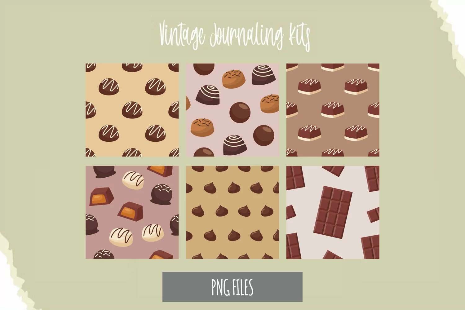 Chocolate Food with Vintage Seamless Pattern Paper Pack product image 1