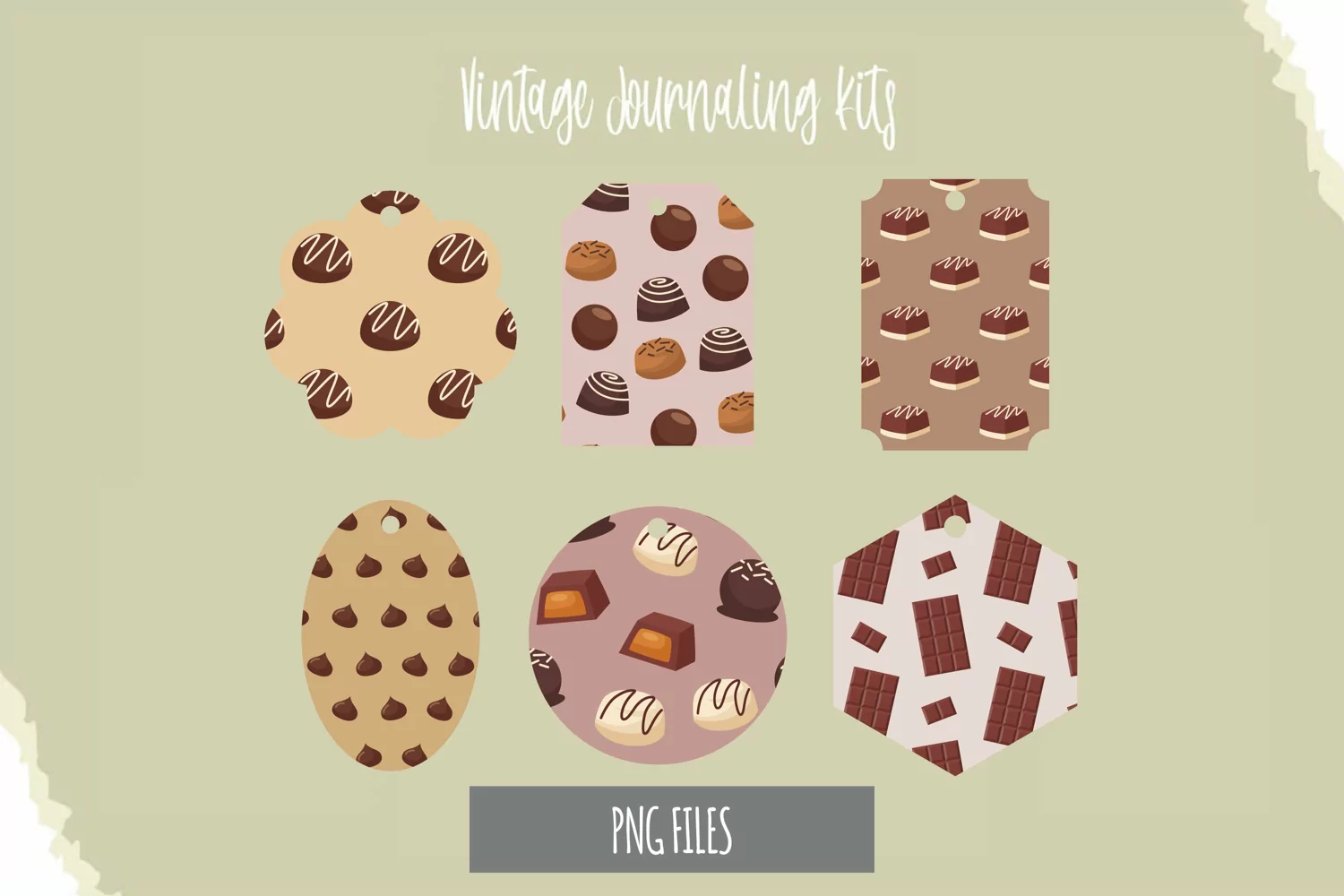 Chocolate Food with Vintage Seamless Pattern Shaped Tag product image 1