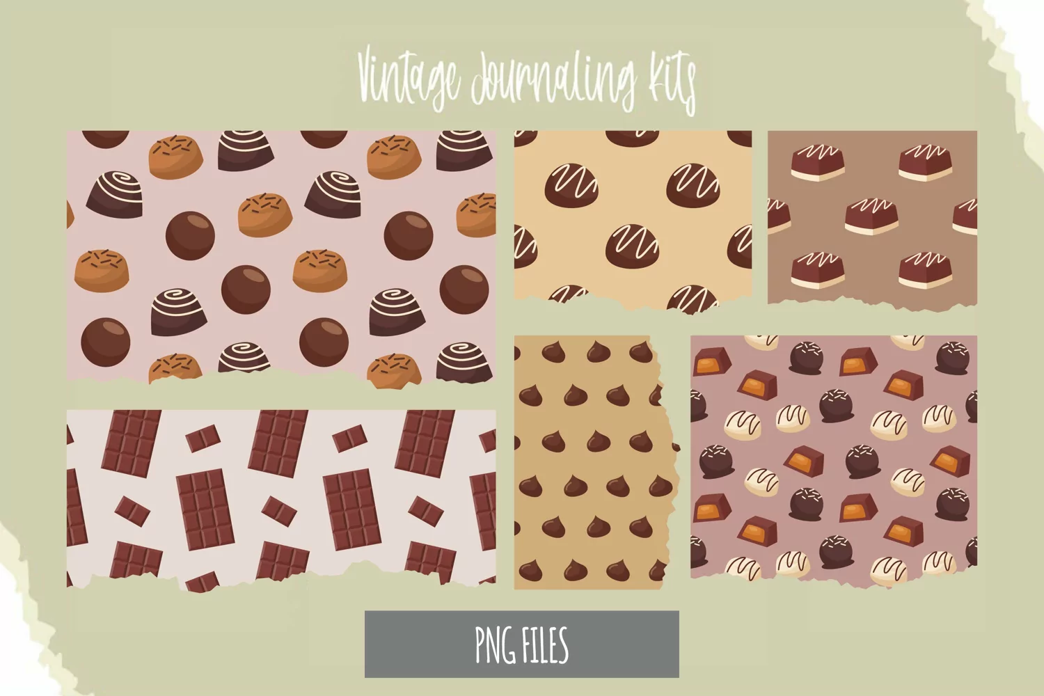 Chocolate Food with Vintage Seamless Pattern Torn Paper product image 1
