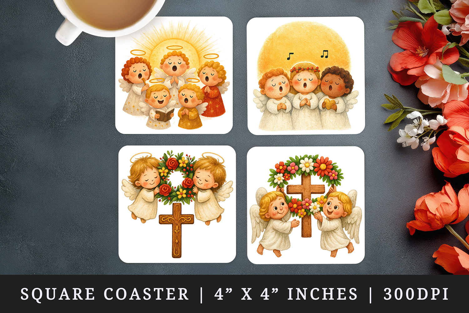 Christian faith square coaster sublimation, coasters design product image 1