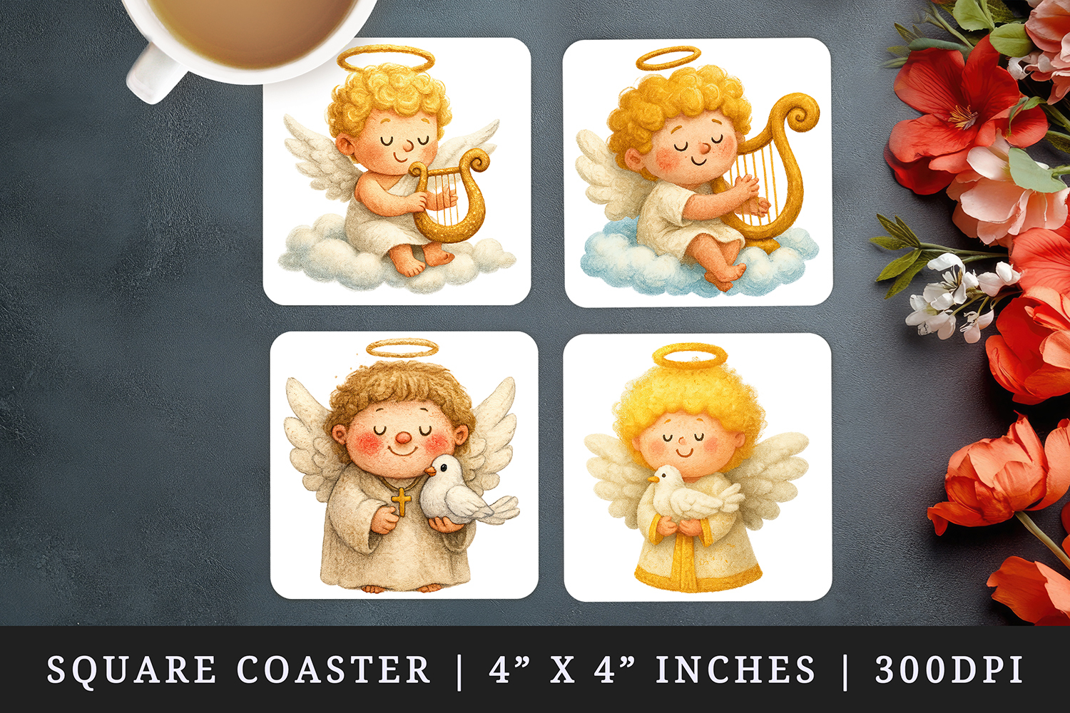 Christian faith square coaster sublimation, coasters design product image 1