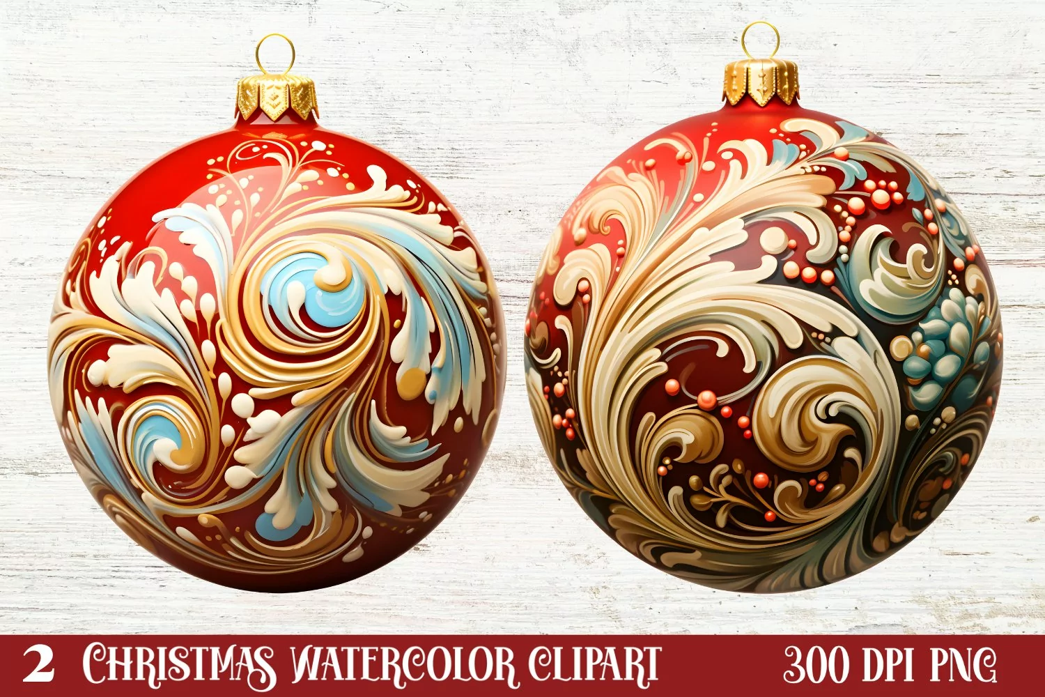 Christmas Bauble Sublimation Clipart, Christmas Bauble product image 1