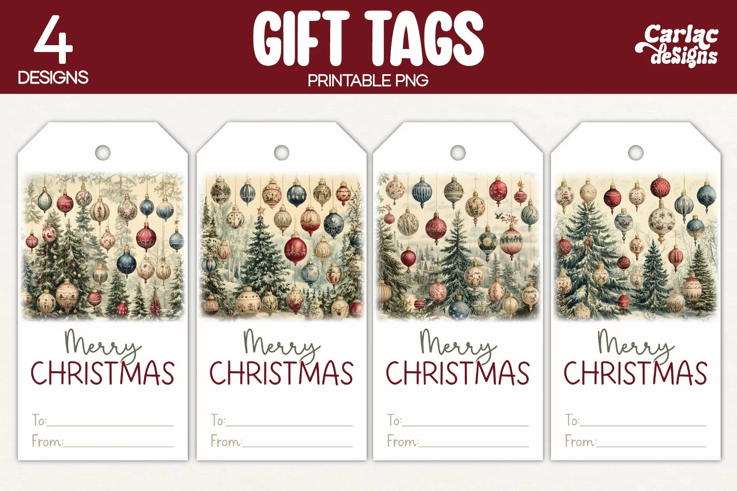 christmas baubles gift tags