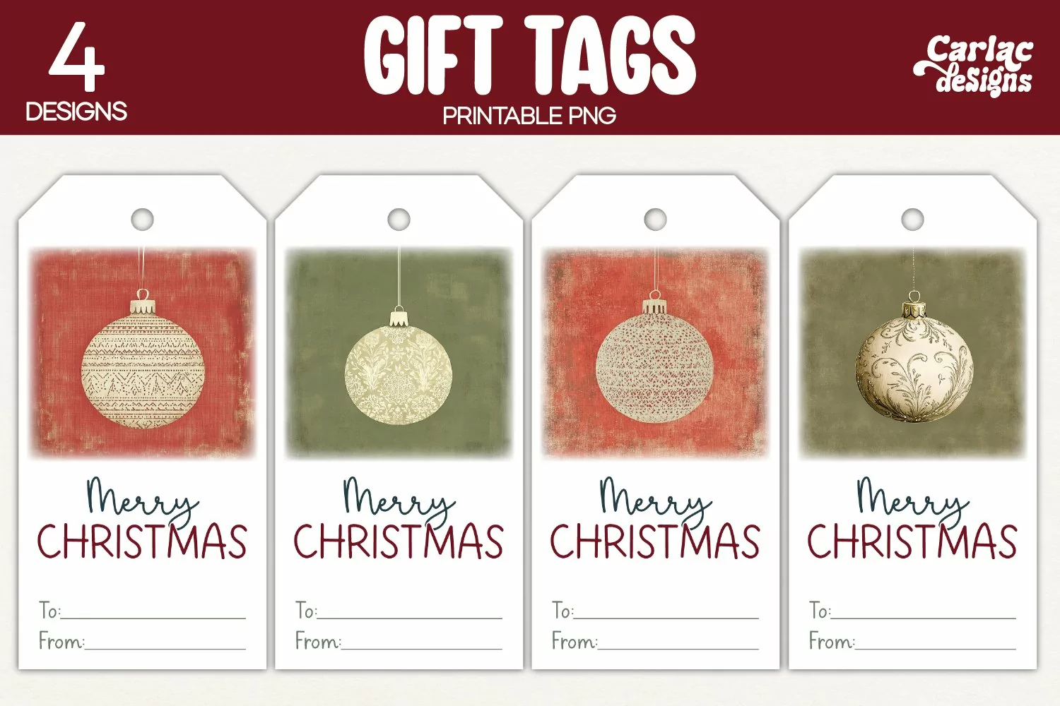christmas baubles gift tags