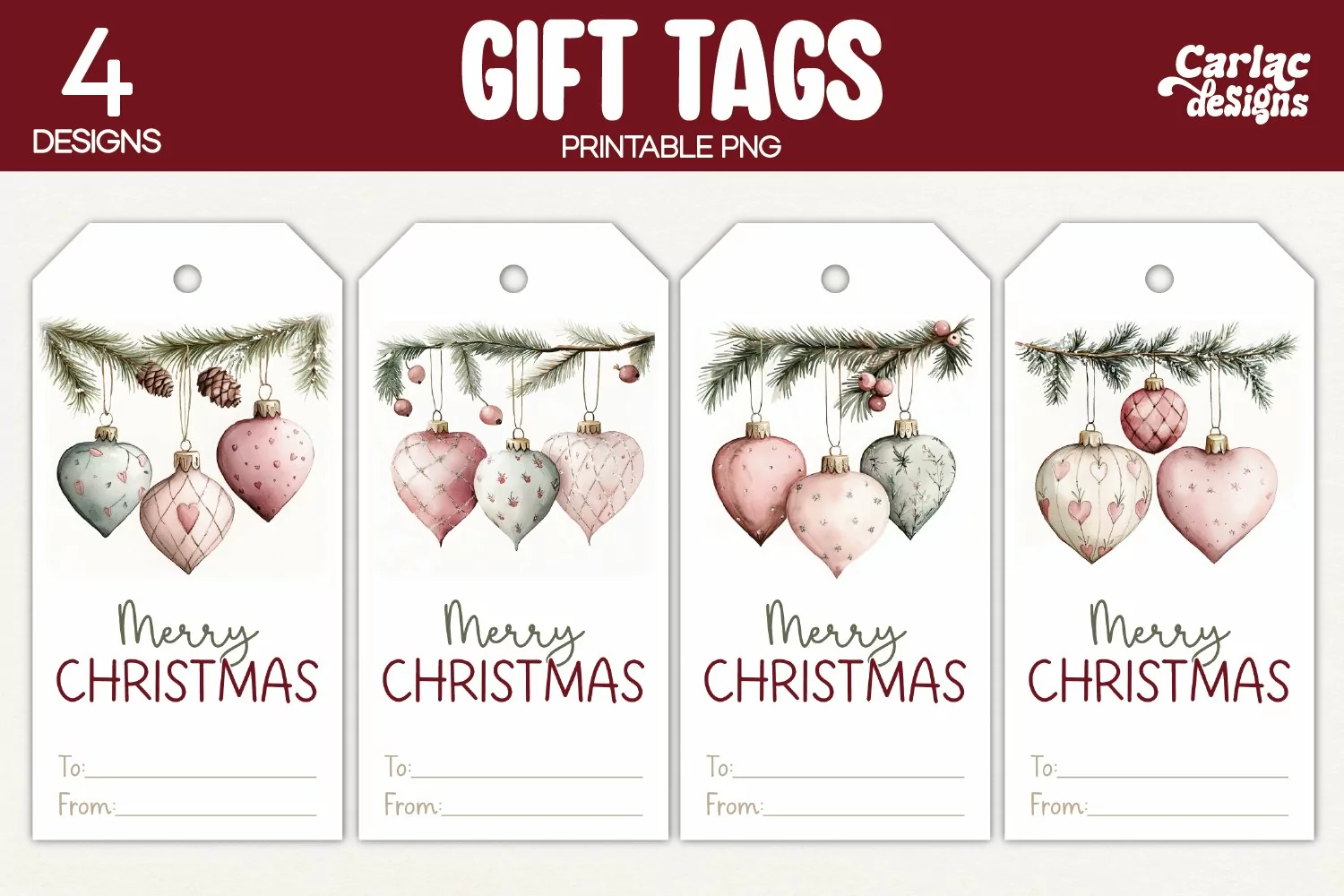 christmas baubles gift tags
