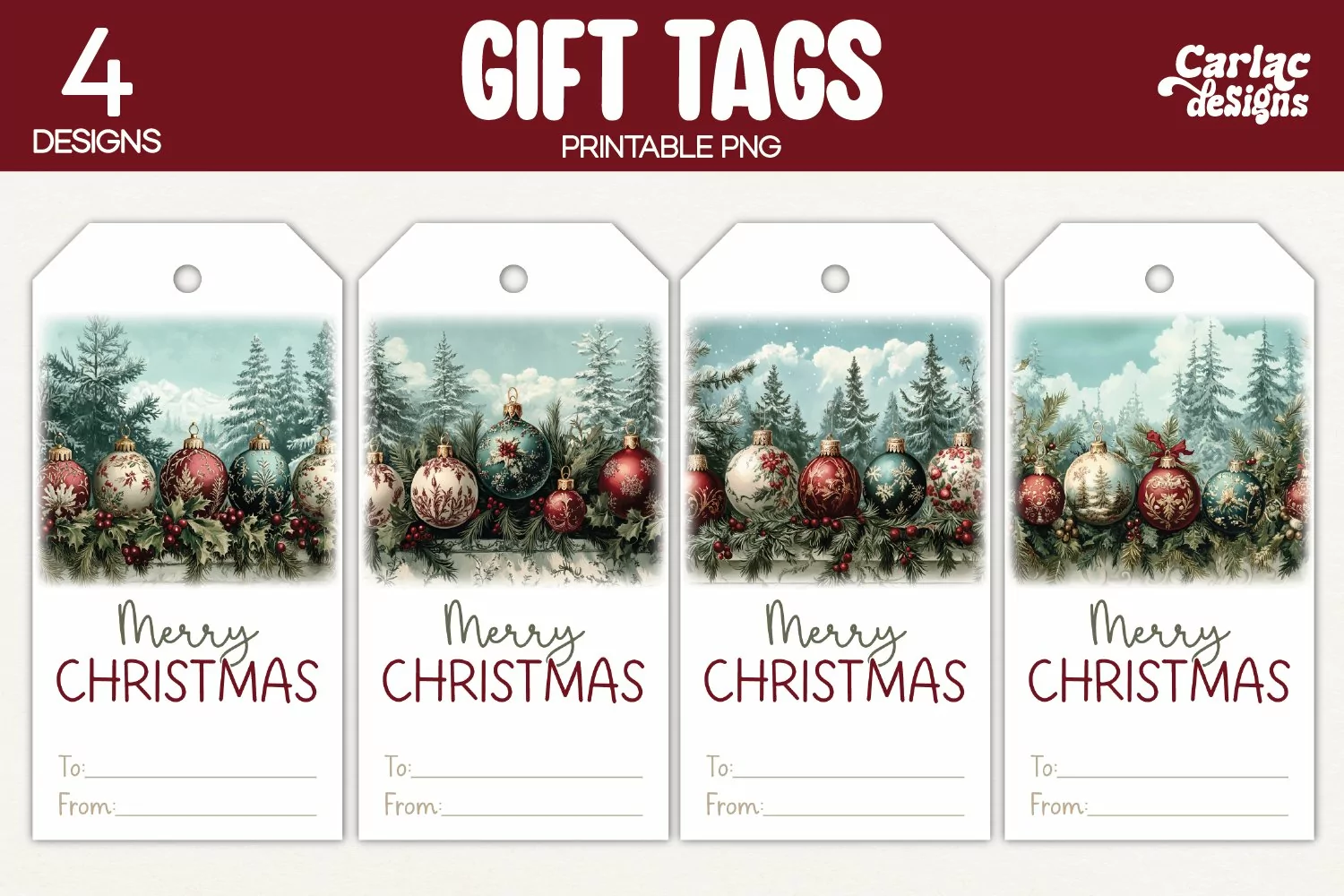 christmas baubles gift tags