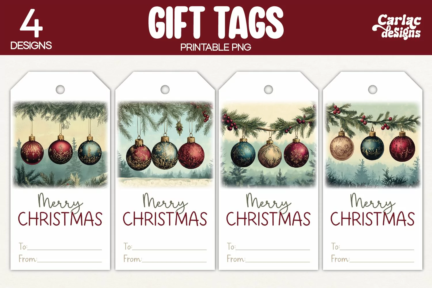 christmas baubles gift tags