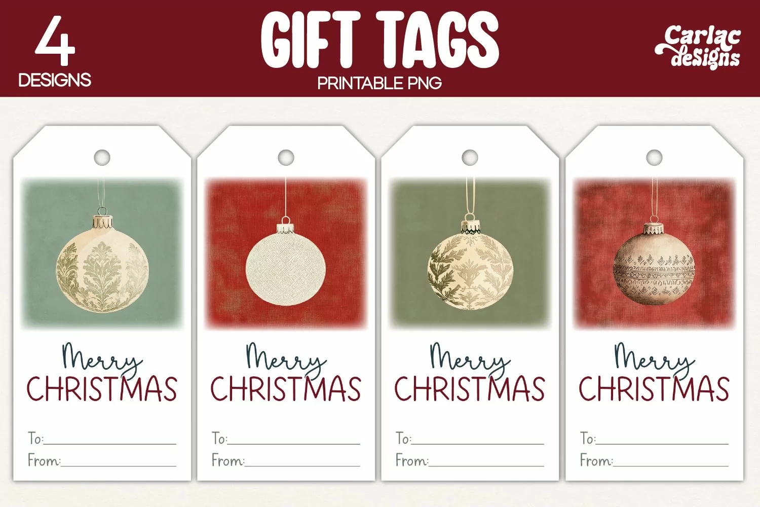 christmas baubles gift tags