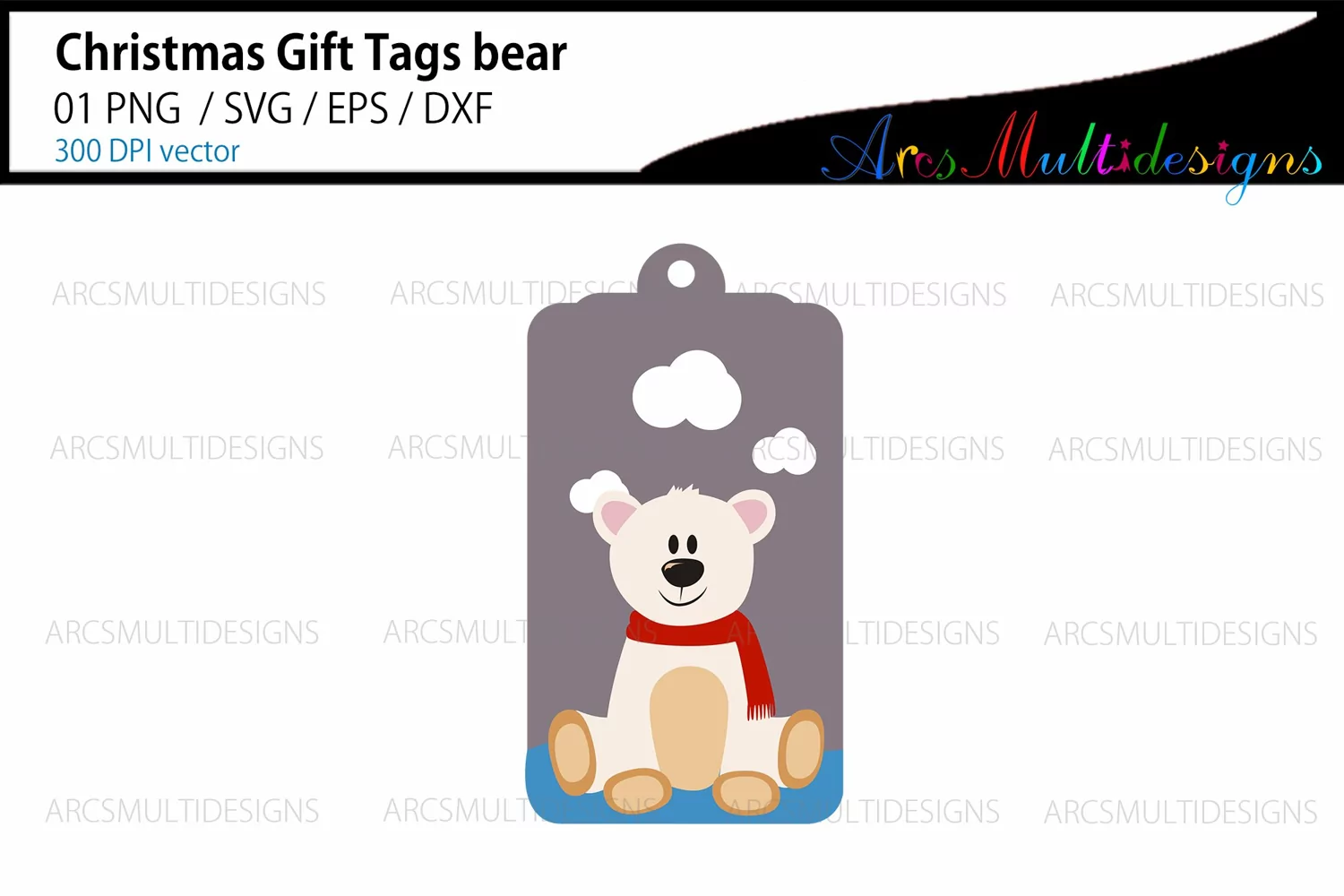 Christmas Bear tag template product image 1