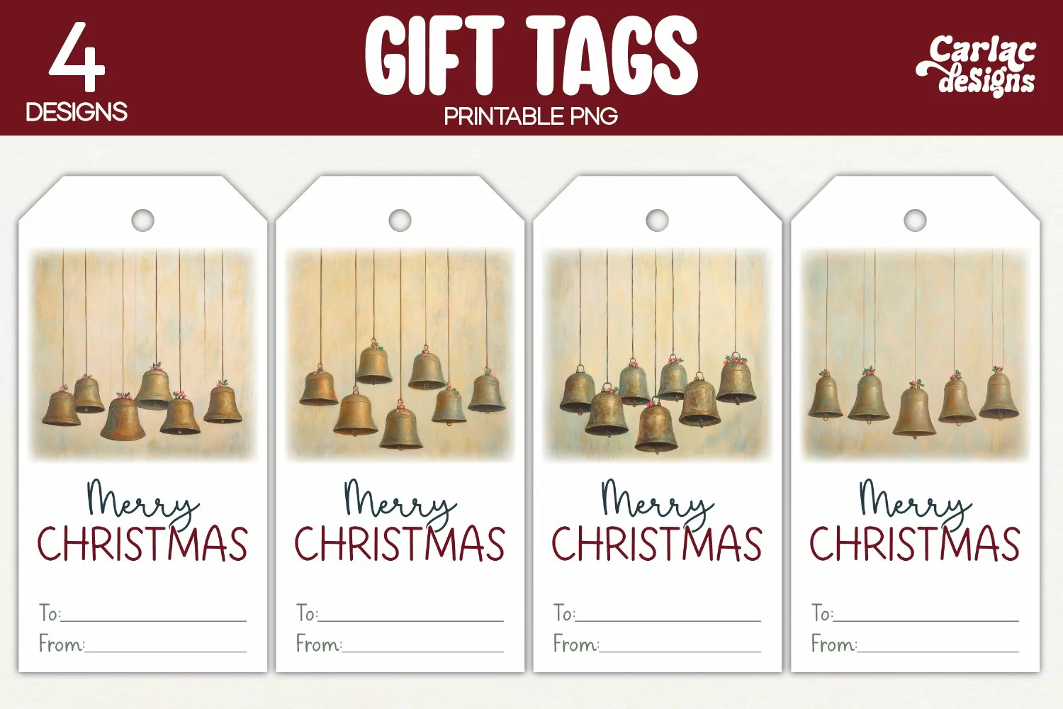 christmas bells gift tags