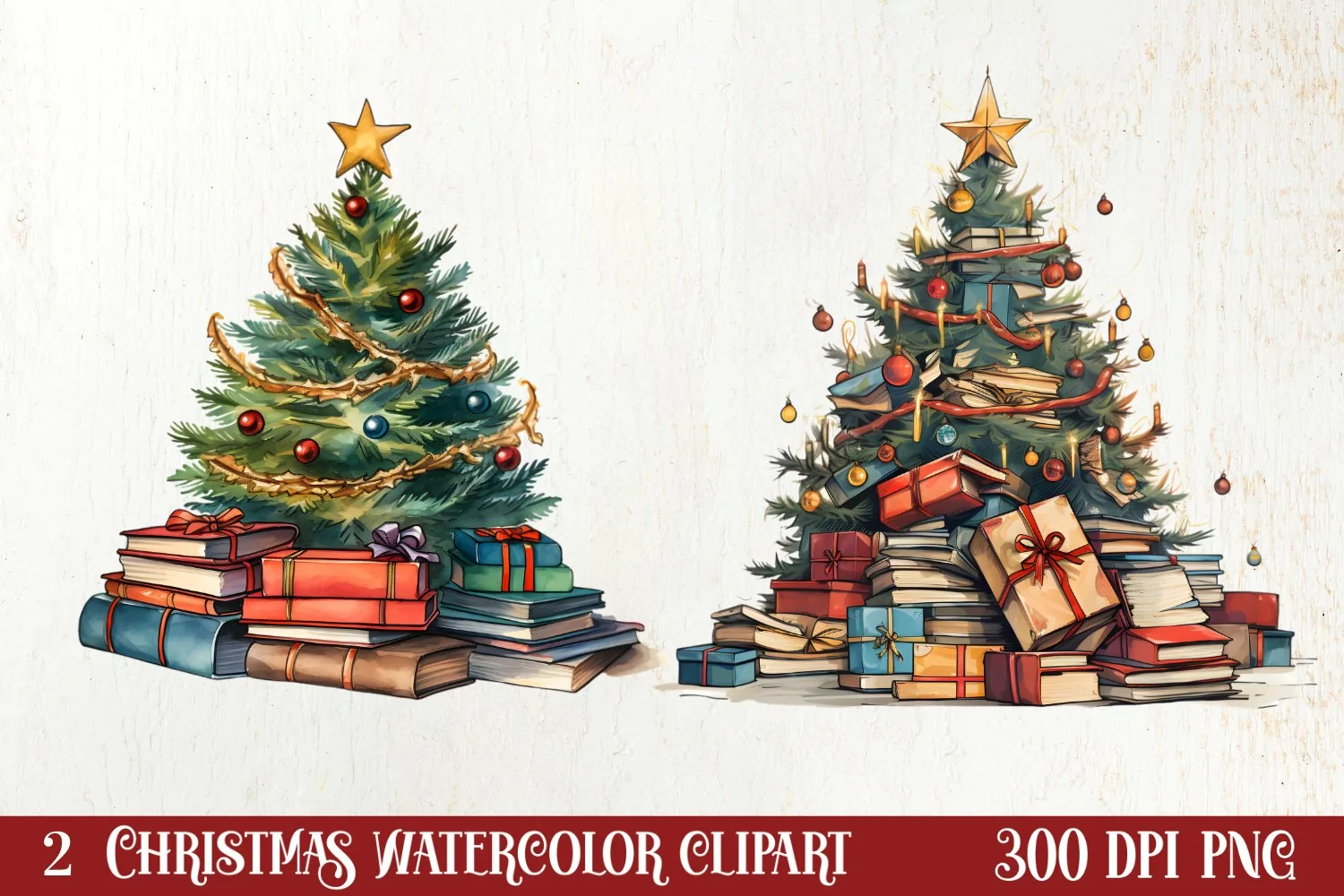 Christmas Books Tree Sublimation Clipart, Christmas Clipart product image 1