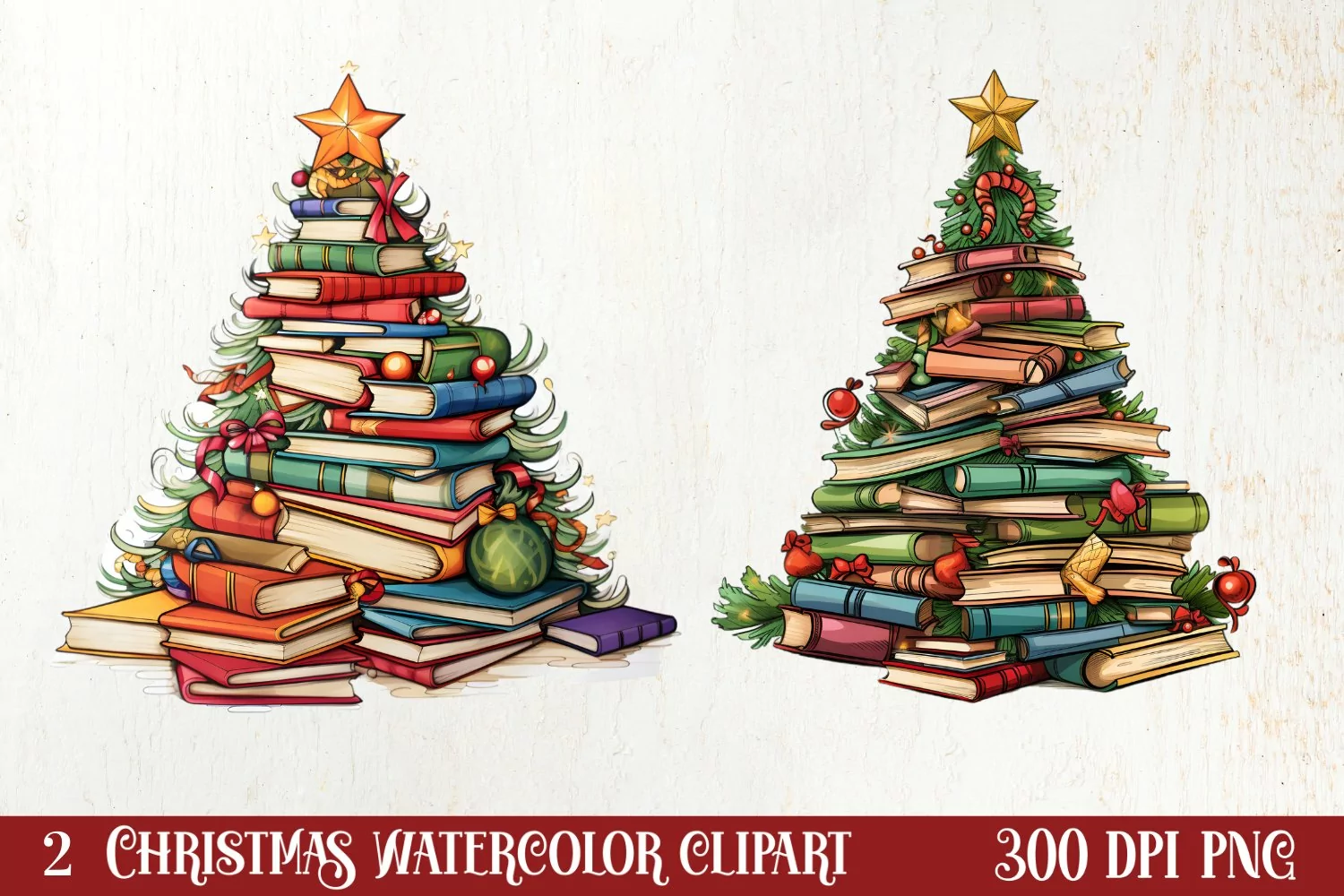 Christmas Books Tree Sublimation Clipart, Christmas Clipart product image 1